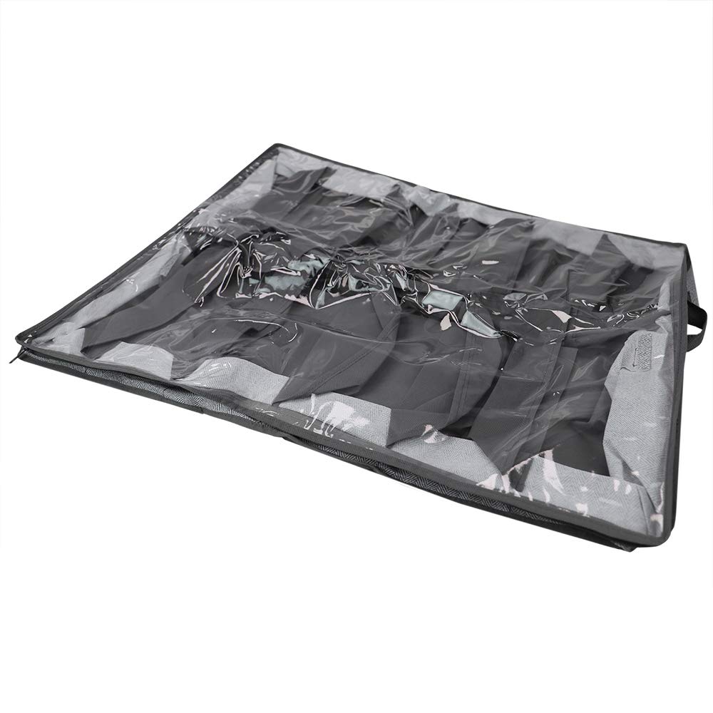 Home Basics Herringbone Closet Storage Organizer - 1-Pack Under Bed Shoe Storage Box with Lid for Bedroom, Closet & Dorm Organization - Perfect for Shoes, Clothes & Seasonal Items Storage