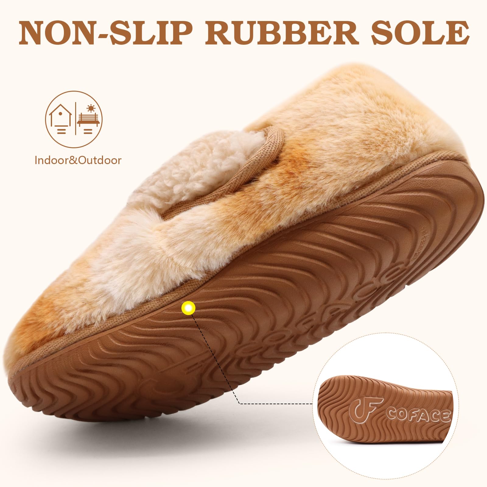 COFACE Women's Memory Foam House Slippers - Soft Fluffy Indoor/Outdoor Slippers for Women - Perfect for Home, Office, and Travel Comfort