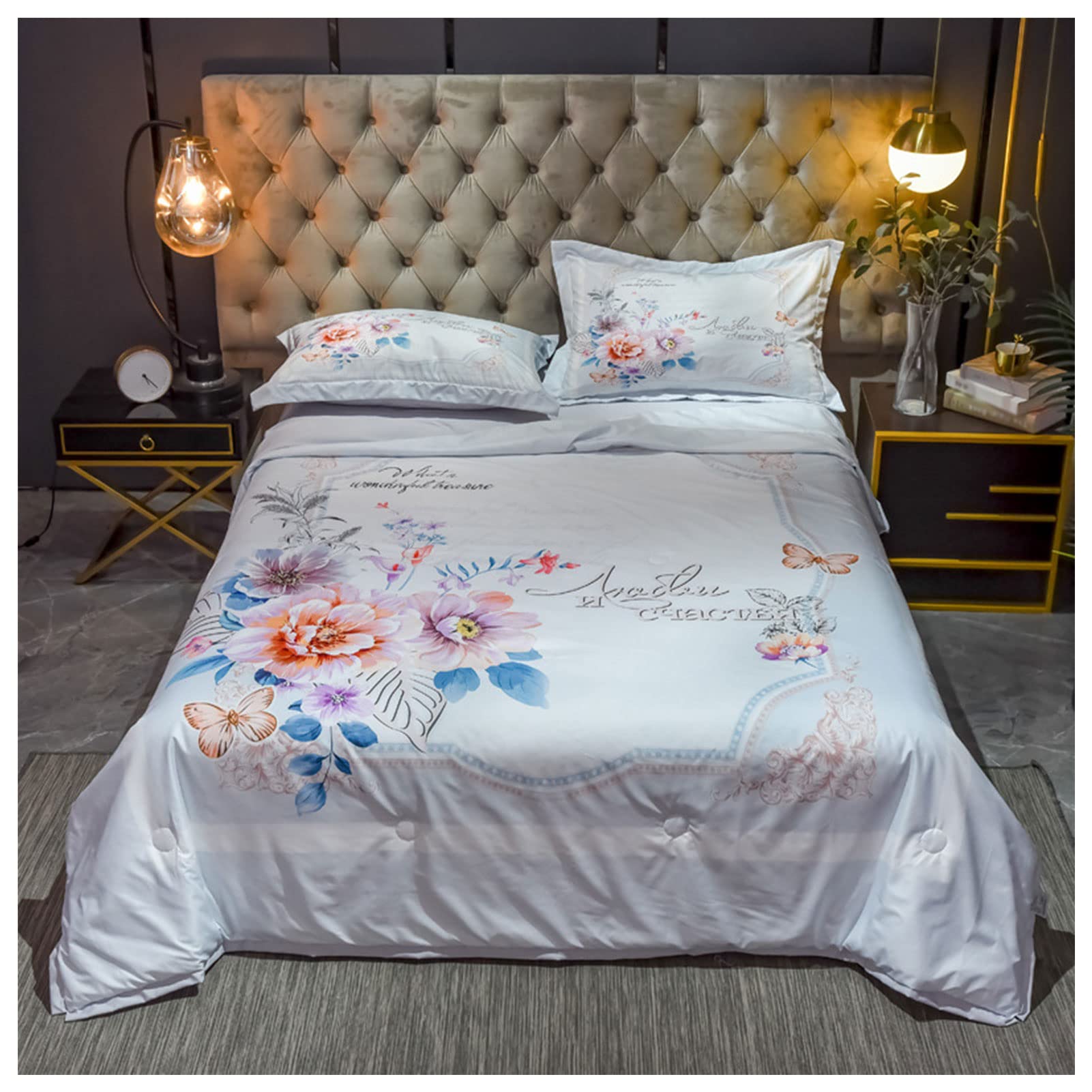 Breathable Tencel Wide-Brim Summer Quilt Set - 4 Piece Washable Silk Air Conditioning Blanket | Cool & Comfortable Lightweight Bedding for Hot Sleepers, Perfect for Summer Nights, Guest Rooms & Air-Conditioned Offices