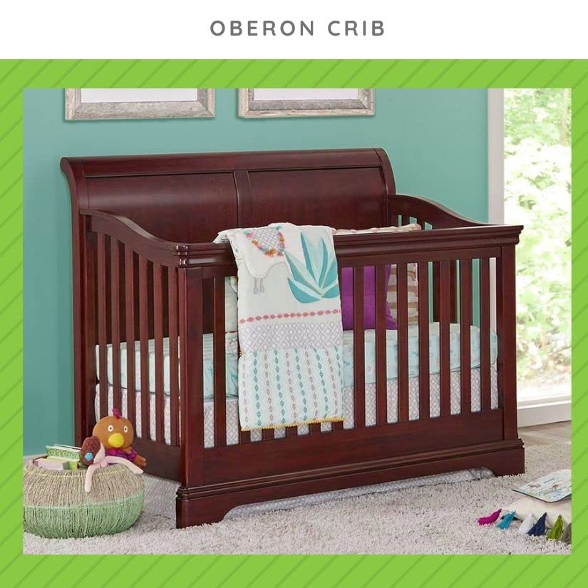 Oberon Crib Full-Size Conversion Kit with Bed Rails - Cherry Wood Finish | Perfect for Toddler to Twin Bed Transition & Nursery Room Upgrade