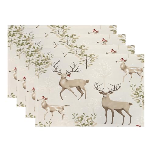 Beige Christmas Winter Deers 1