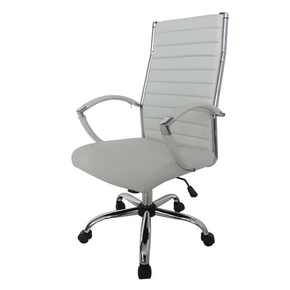 Furniture of America Damse White Faux Leather Large Adjustable Office Chair - Ergonomic Executive Desk Chair for Home & Office Workspace