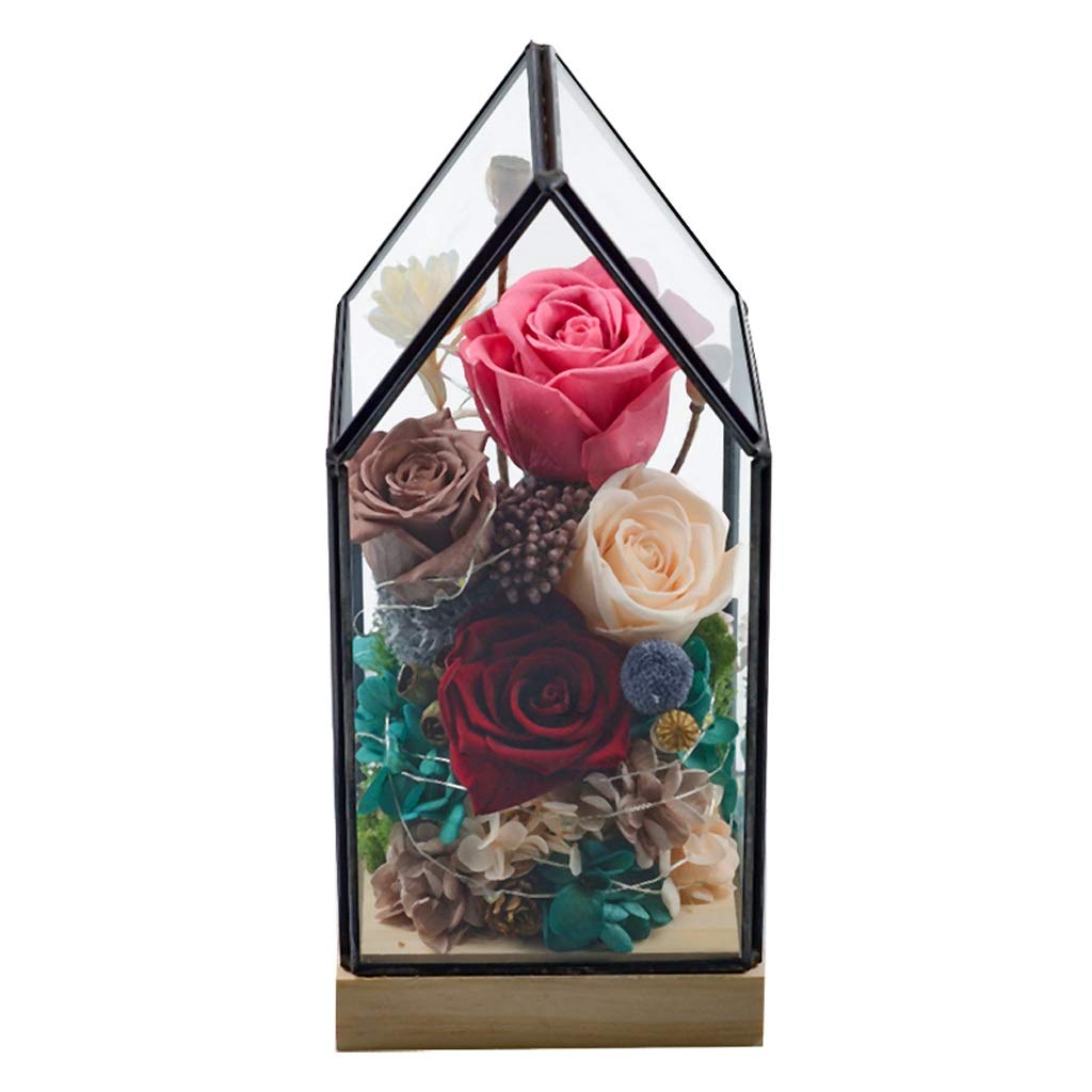 LZL Eternal Preserved Rose in Glass Dome - Real Rose Gift Box for Anniversary, Valentine's Day, Birthday (Best Friend/Girlfriend Present) - Perfect for Home Decor, Wedding Centerpiece & Romantic Gift Giving (Color: C)