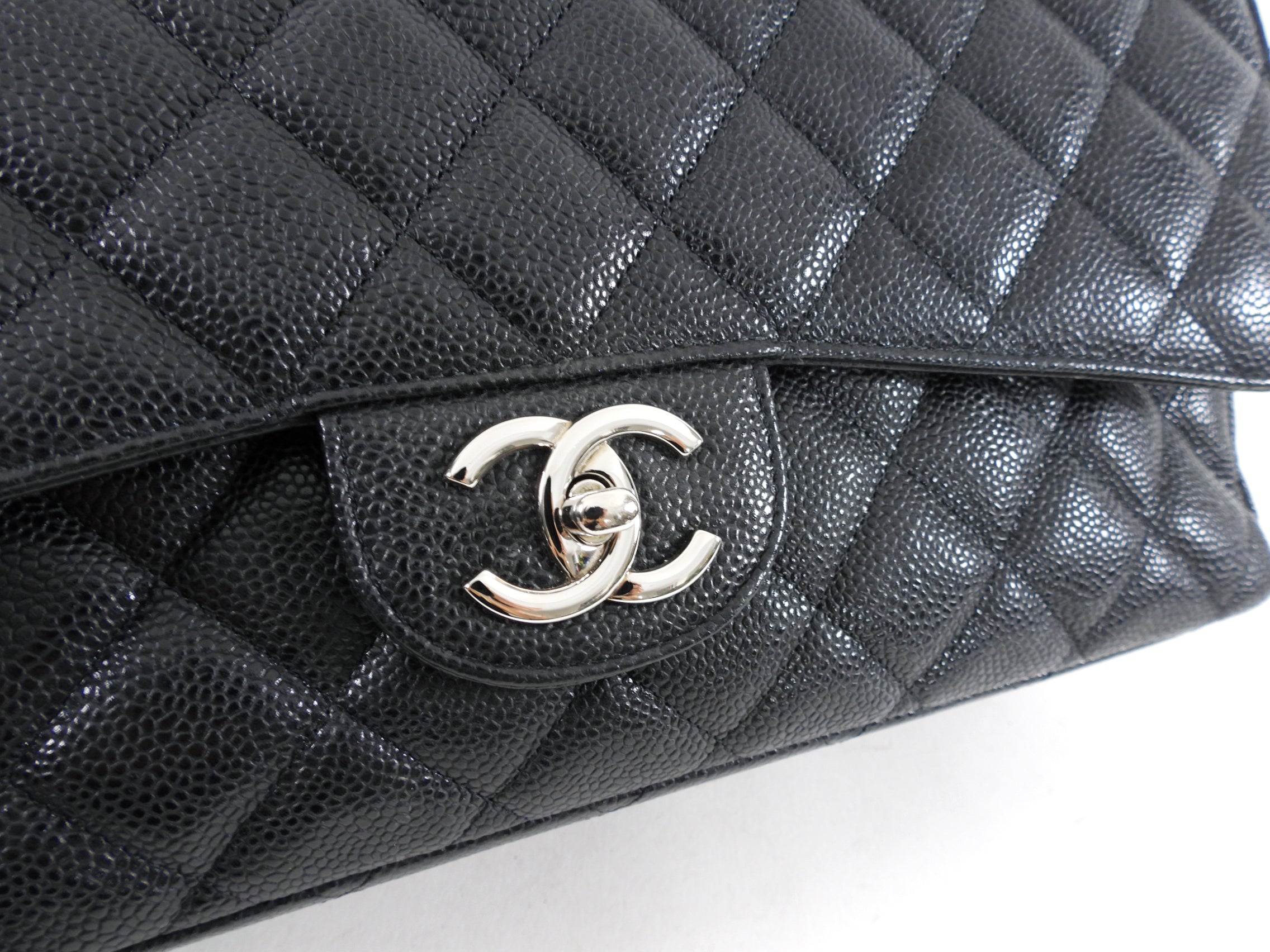 Chanel Black Caviar Leather Maxi Classic Double Flap Handbag - Luxury Designer Shoulder Bag for Women, Perfect for Evening Events & Special Occasions