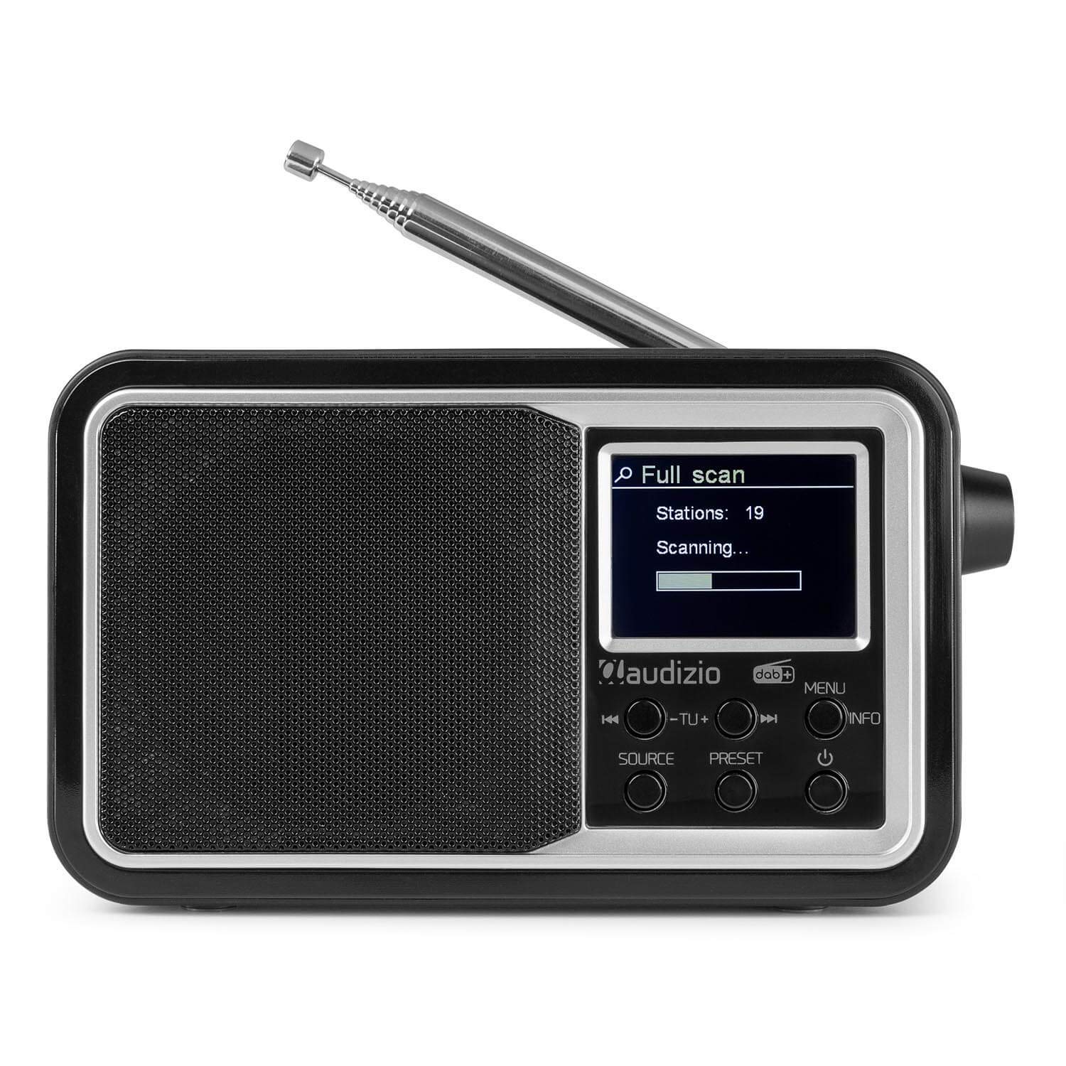 Audizio Anzio Portable DAB/FM Digital Radio with Bluetooth, Aux Input, Alarm Clock & Sleep Timer - Rechargeable Battery, 60 Presets, Black - Perfect for Bedroom, Kitchen, Office & Travel