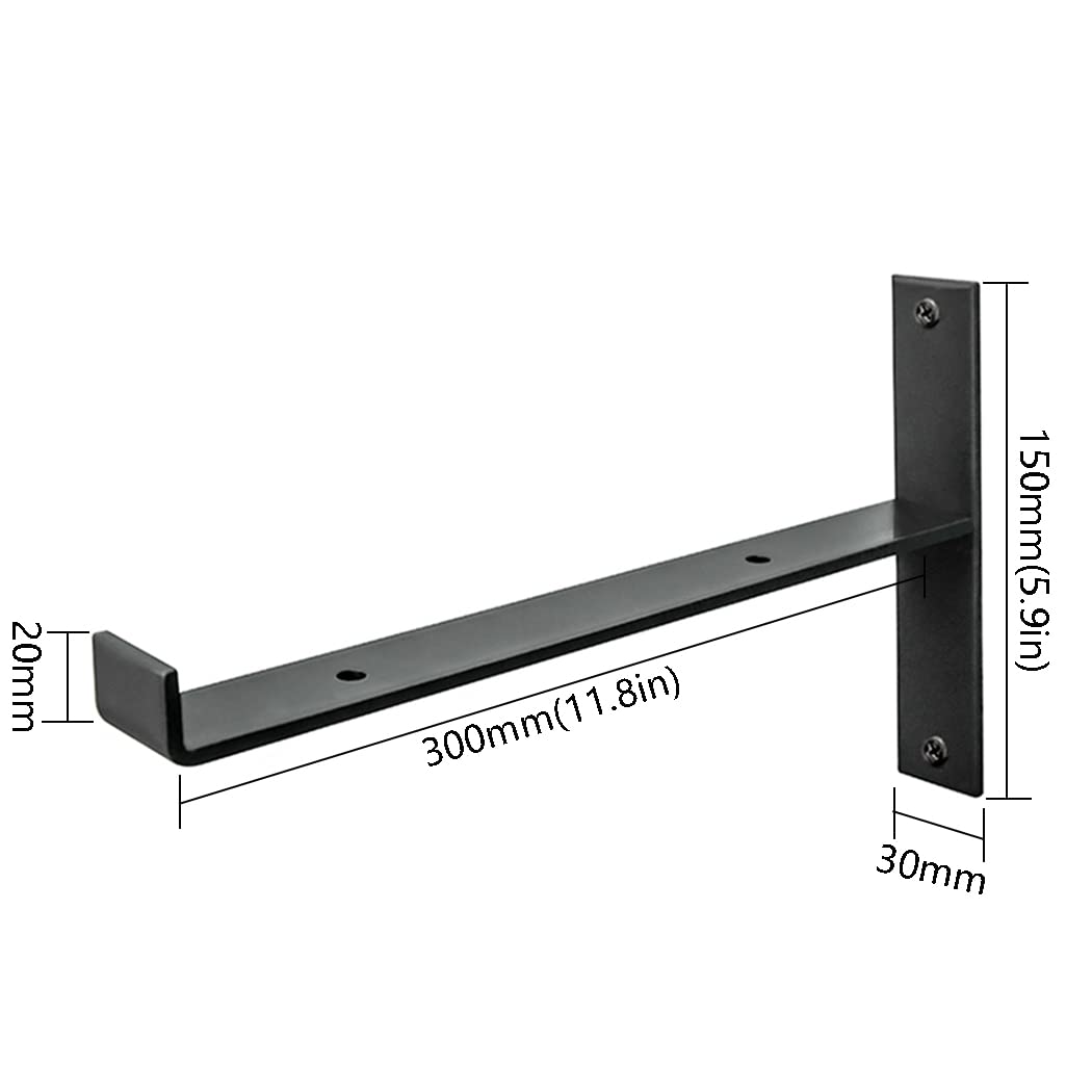Heavy Duty Black Metal Shelf Brackets 2-Pack for Kitchen, Warehouse & DIY
