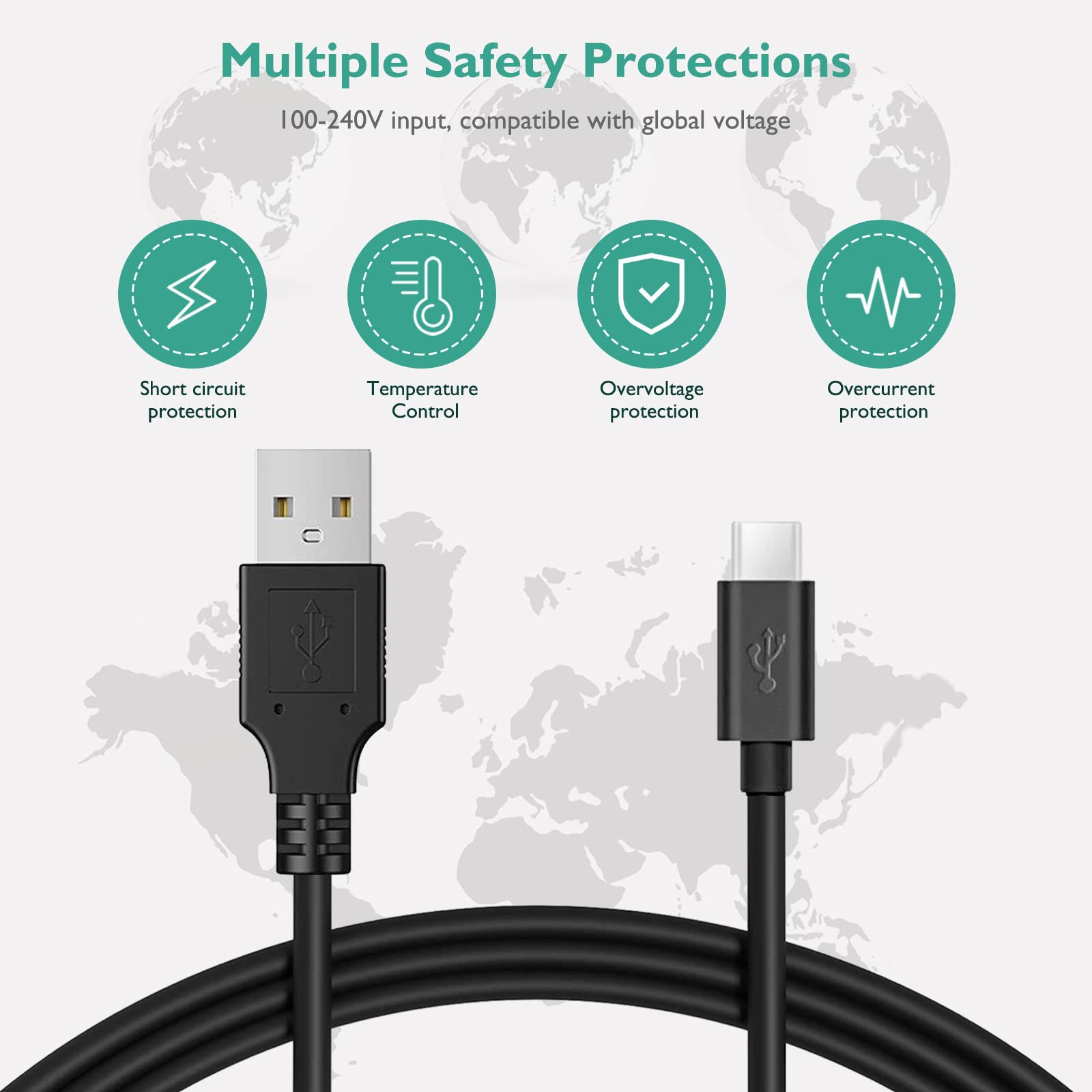 5V 2A USB C Fast Charger Adapter - Universal Type C Charger Block with USB C Cable Compatible with Beats Flex, JBL Wireless Earbuds, Samsung, iPhone 15 & More - Perfect for Travel, Home & Office Charging