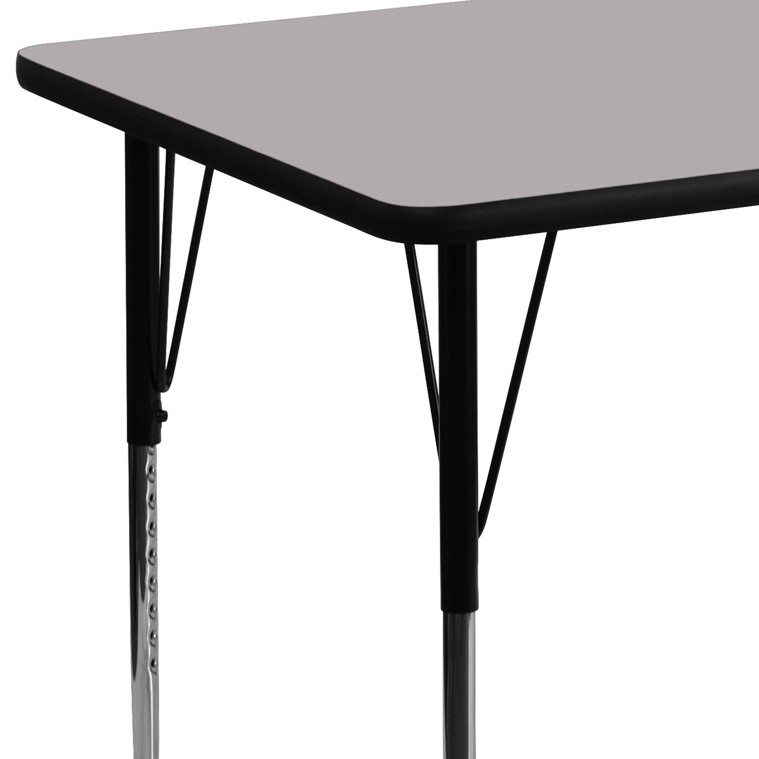 EMMA & OLIVER 30x48 Inch Adjustable Height Activity Table - Grey Thermal Laminate Top for Kids, Classrooms, and Playrooms - Perfect for Arts, Crafts, and Learning Activities
