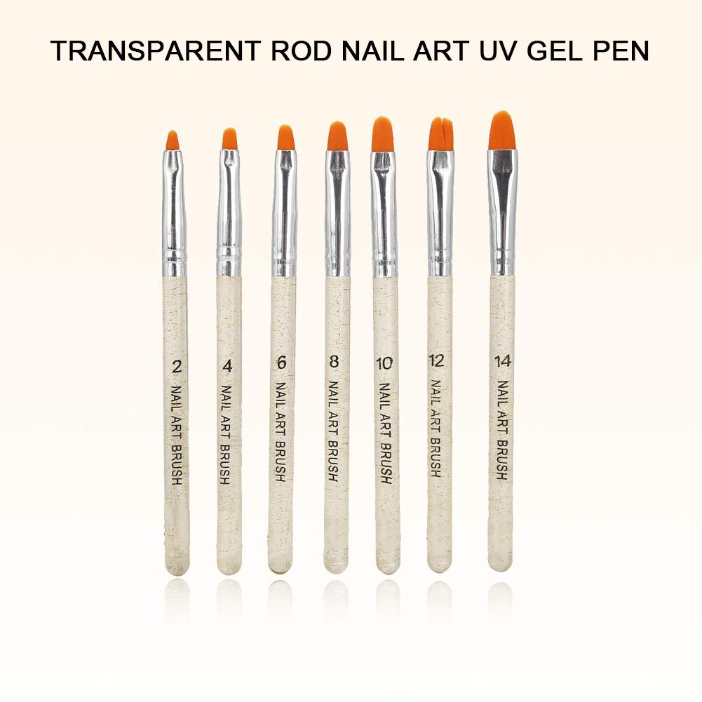 7PCS Transparent Handle Nail Art Brush Set - Professional Manicure Brushes for DIY Nail Painting, Dotting, Gel Pen Drawing & Nail Art Designs | Perfect for Home Salon, Nail Techs & DIY Enthusiasts