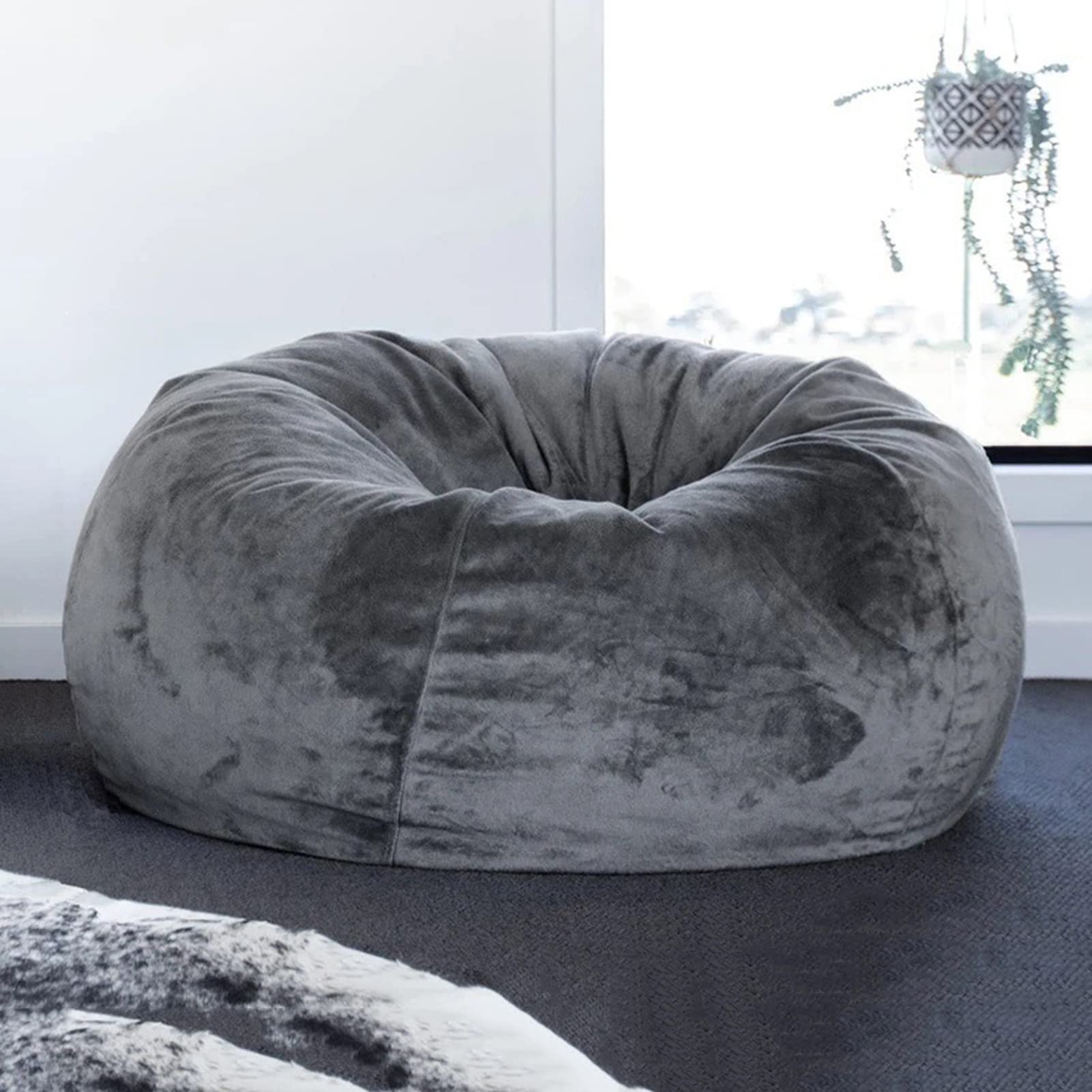 FHJL Giant Memory Foam Bean Bag Chair Cover - Super Soft Furry Big Sofa Replacement for Adults & Kids | Machine Washable (No Filler Included) | Perfect for Living Room, Bedroom, Game Room & Dorm Decor