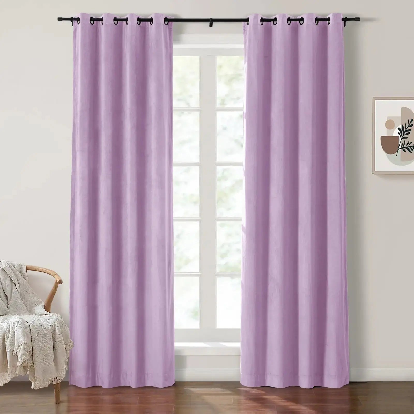 Luxury Velvet Grommet Curtains for Living Room & Bedroom - Blackout Thermal Insulated Drapes - Birkin Style Elegant Window Treatments for Home Decor