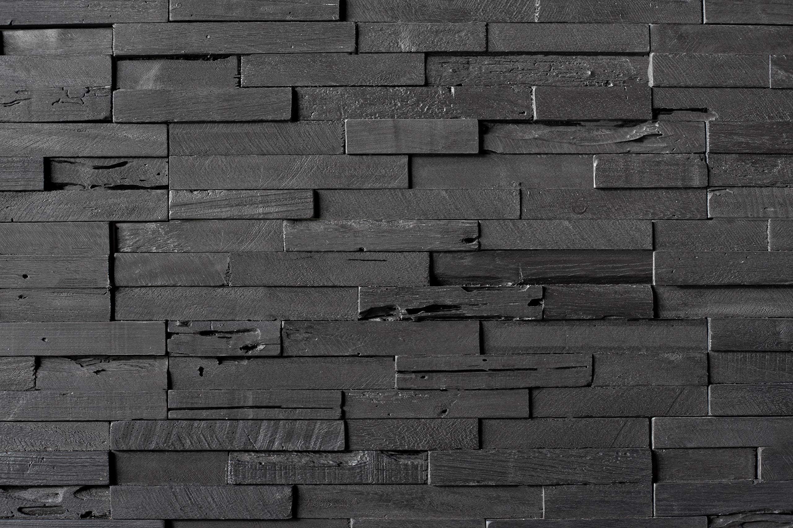 Premium 3D Reclaimed Barn Wood Wall Panels - Set of 10 (9.5 sq. ft.) DIY Installation with Glue & Nails - Dark Graphite Finish for Rustic Home Decor, Accent Walls & Commercial Spaces