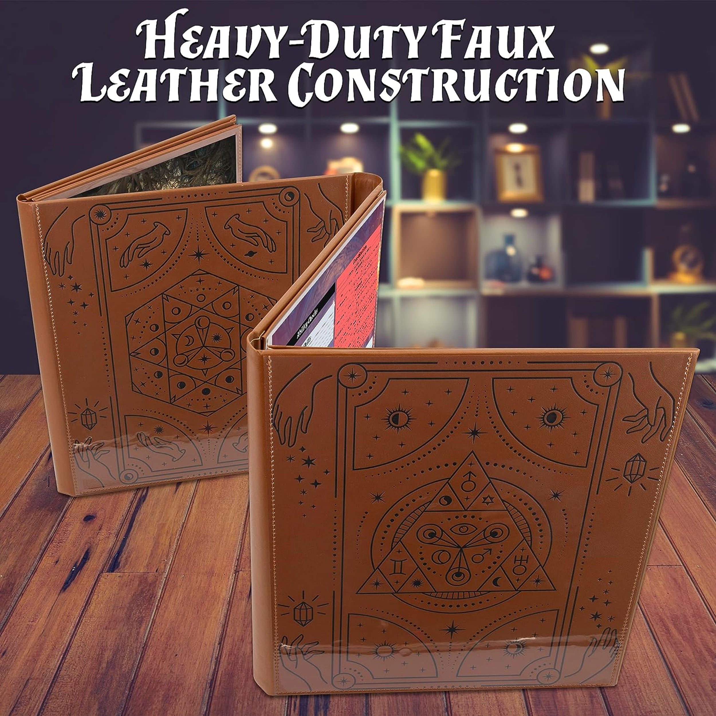Premium Faux Leather Double-Sided DM Screen with 8 Pockets – Foldable Game Master Screen for Tabletop RPGs, D&D, and Role-Playing Games – Perfect for Dungeon Masters and Game Sessions (Inserts Not Included) – Ideal for Home Gaming, Conventions, and RPG Campaigns
