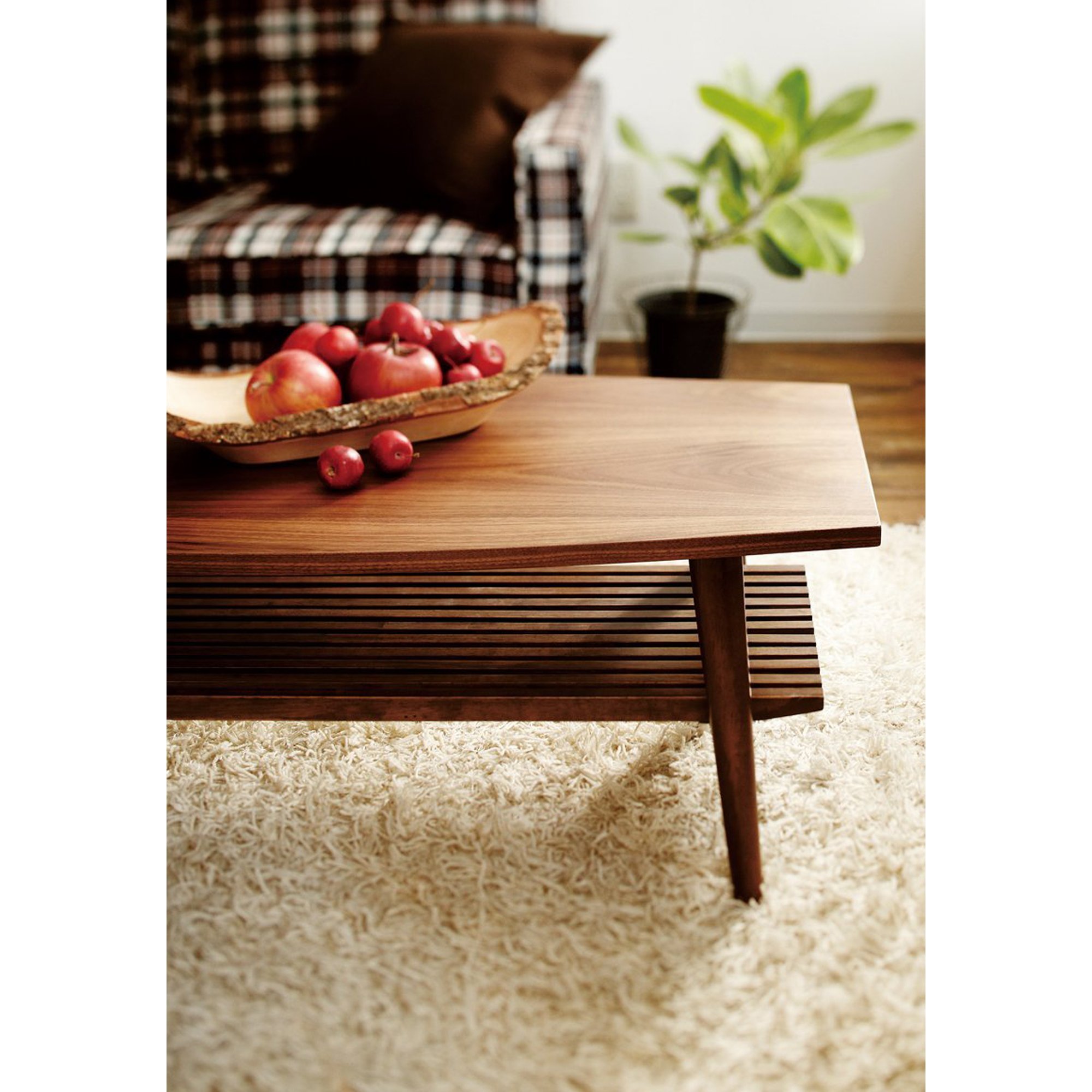 AZUMAYA Folding Legs Wooden Coffee Table with Removable Under Shelf - Compact Side Table for Small Spaces, Living Room, Bedroom or Office Use