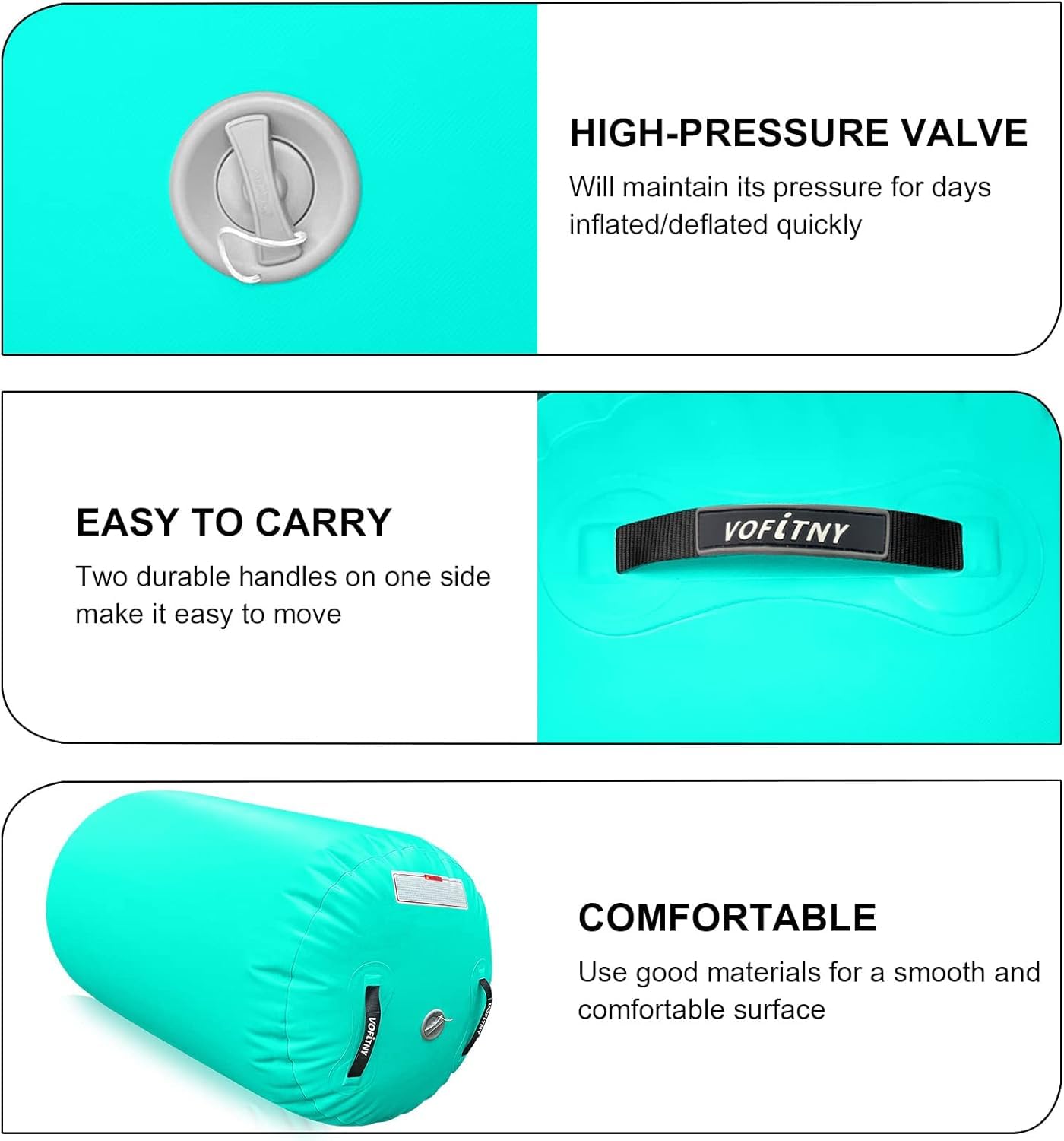 VOFiTNY Inflatable Gymnastics Air Mat - Foldable Tumbling Track with Air Barrel & Octagon Mat - Includes Electric Pump for Home Gym, Kids Play & Backyard Training - Perfect for Cheerleading, Yoga & Fitness Exercises