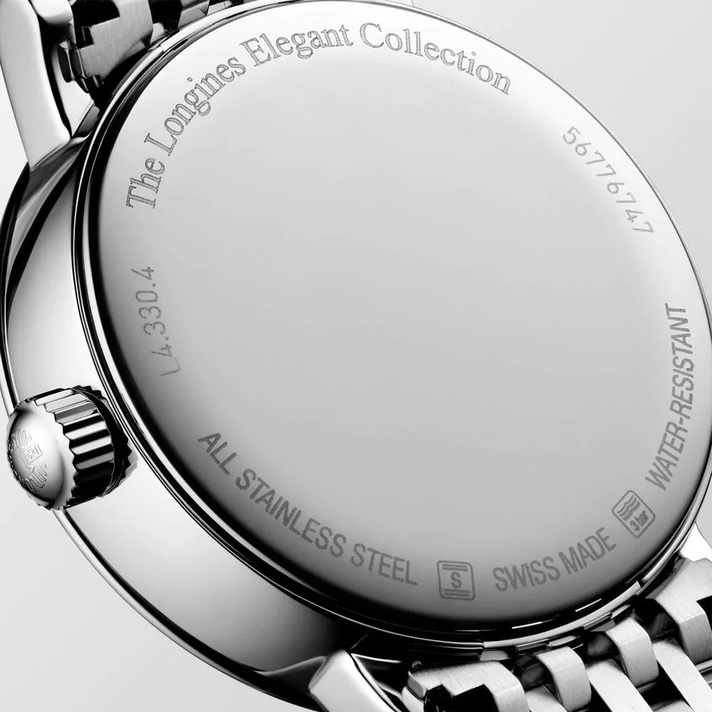 Longines Elegant Collection 30mm White Dial Quartz Ladies Watch - Perfect for Business, Formal Events & Everyday Wear