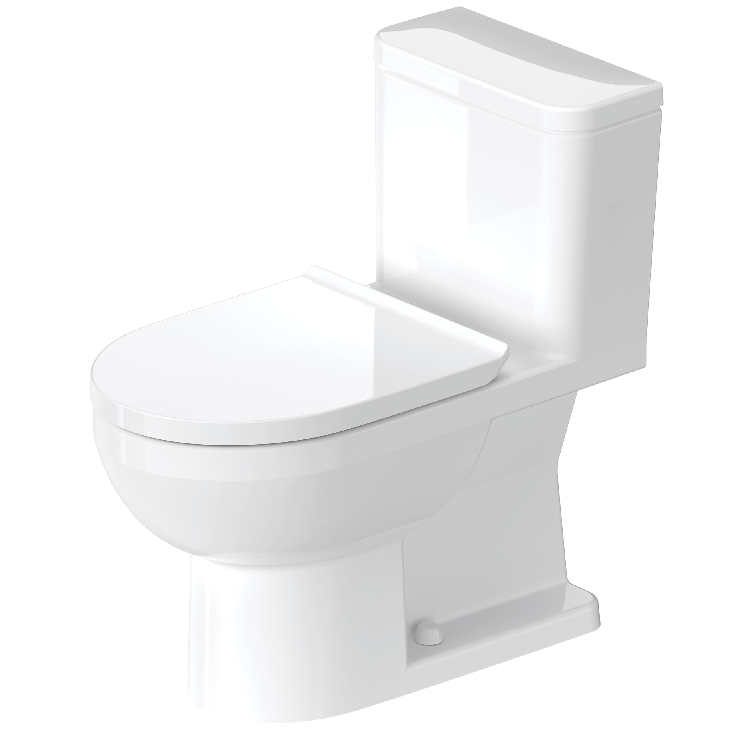 Duravit No.1 ADA Compliant Elongated One Piece Toilet - 1.28 GPF Single Flush, Left Lever, Rimless Design in White (Seat Not Included) - Perfect for Modern Bathrooms & Commercial Spaces