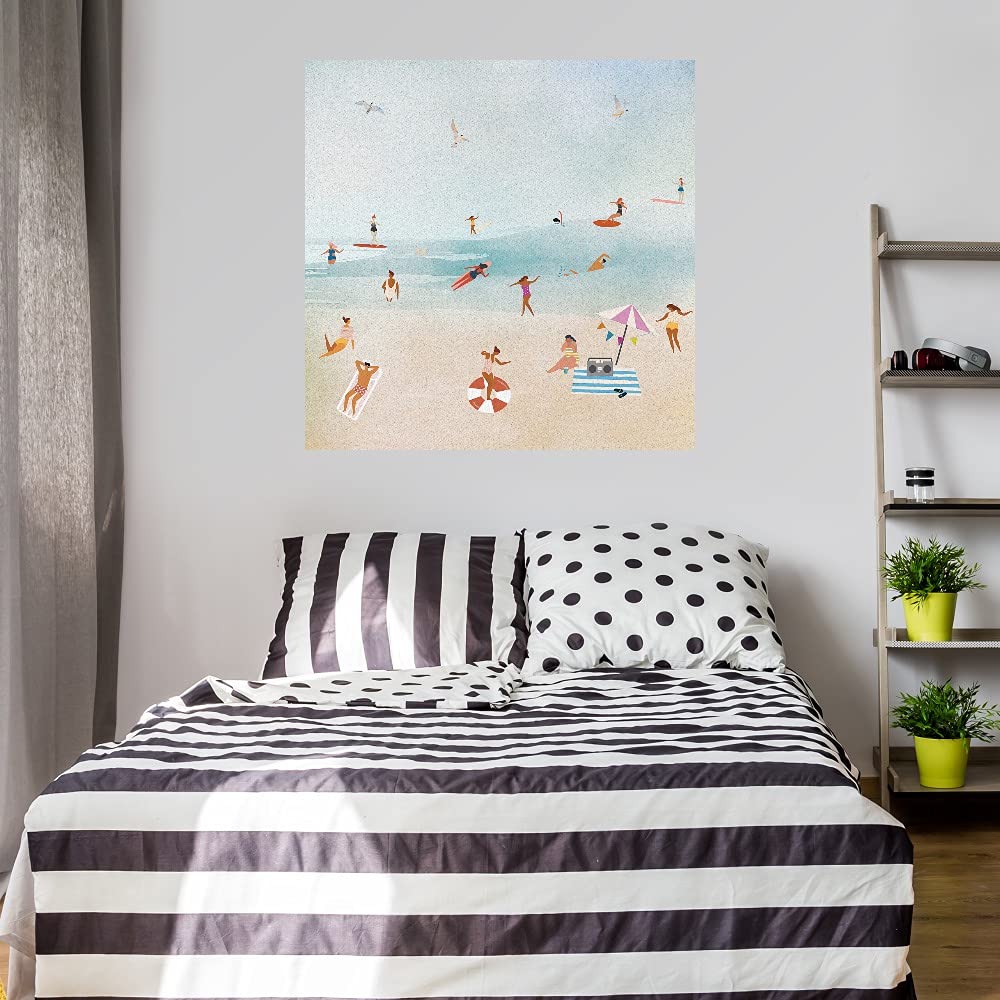 Stunning Beach Fine Art Canvas Wall Decor by Nikki Chu - 22x22 Inch Ready to Hang Painting for Living Room, Bedroom, Office & More | Coastal Home Decor, Perfect for Beach Houses & Vacation Rentals