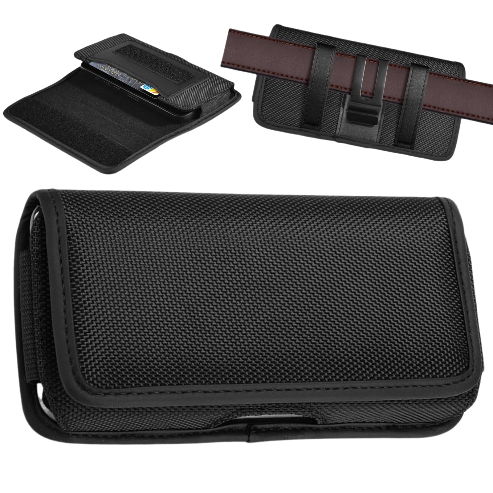 Flintronic Nylon Belt Clip Phone Case Holder for iPhone 15 14 13 12 11 Pro Max/8 7 6 Plus, Samsung Galaxy S23 S22 S21 Ultra/Plus A54 A53 A14, Xiaomi Note 10 12C 11A - Secure & Hands-Free Carrying for Running, Hiking, Work & Outdoor Activities