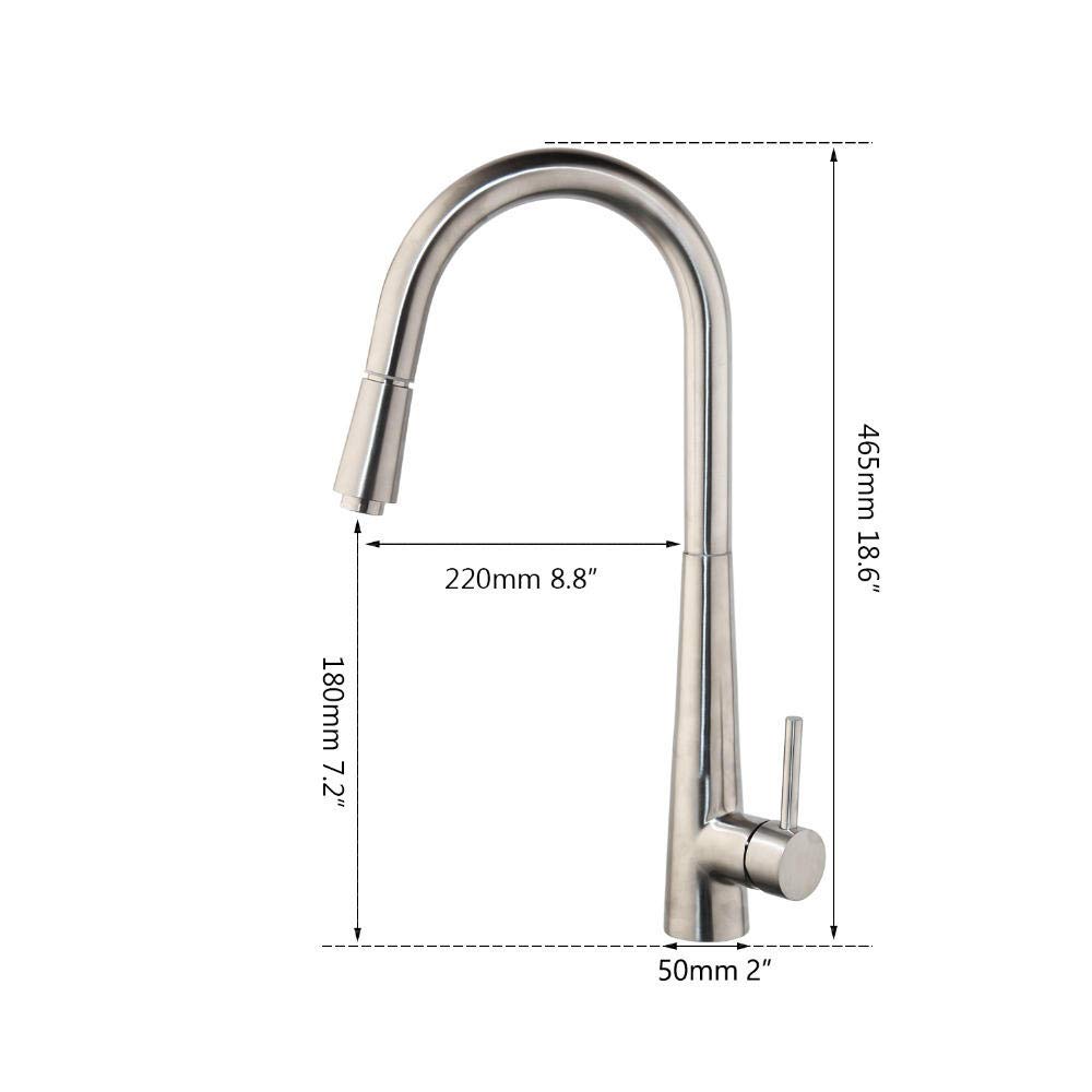 Brushed Nickel Pull Out Spray Kitchen Faucet Mixer Tap - Single Handle Brass Kitchen Sink Faucet for Modern Home Cooking & Dishwashing