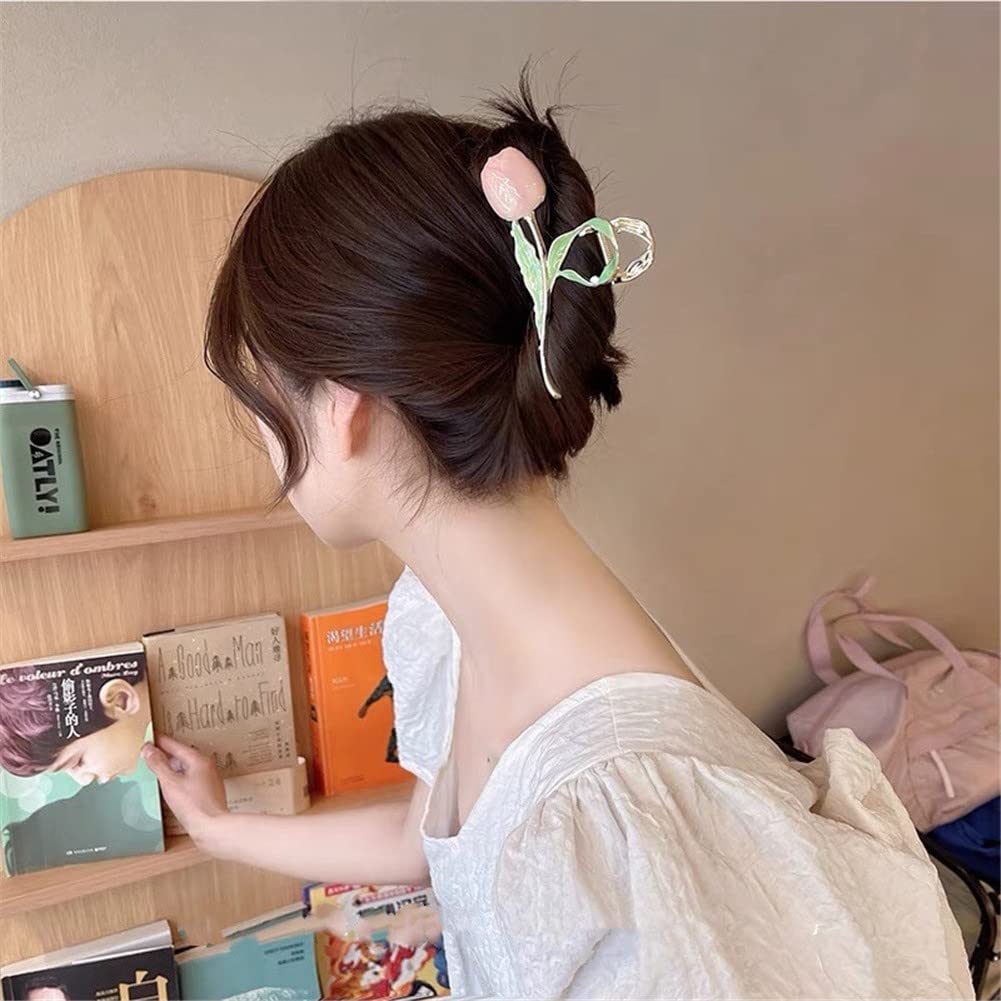 Korean Style Tulip Flower Hair Clip - Strong Hold Anti-Slip Hairpin for Women | Fashion Hair Accessories for Party, Wedding, Daily Styling