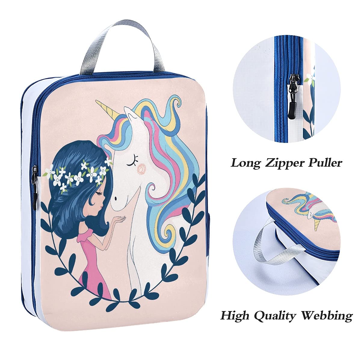 **Cute Unicorn Packing Cubes Set of 3 - Compression Travel Organizer for Luggage & Suitcases - Perfect for Girls' Travel, Vacation & Weekend Getaways**