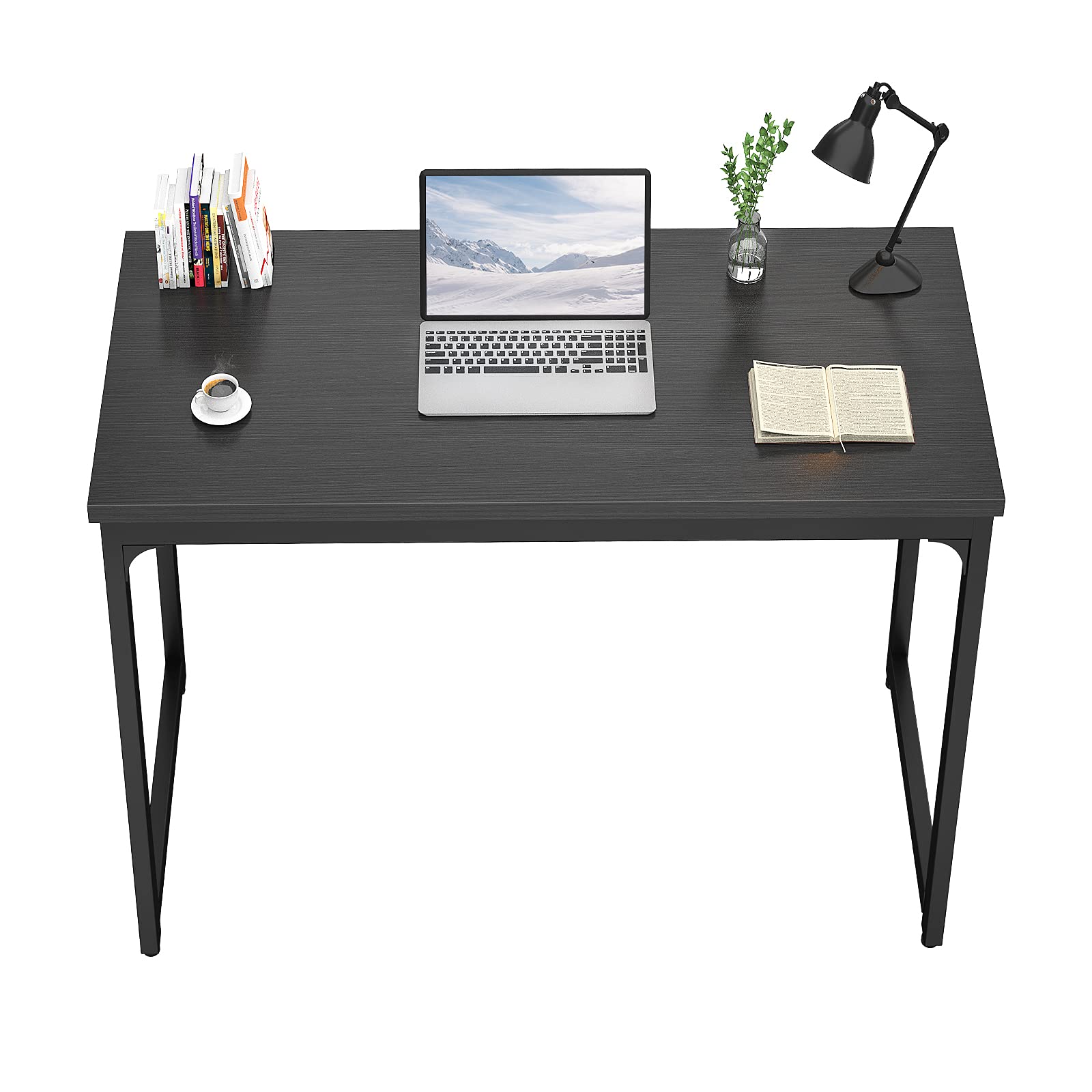 Foxemart Modern Sturdy Writing Computer Desk - Black Office Desk for PC, Laptop, Notebook, Study Table, Home Office Workstation, Perfect for Small Spaces & Remote Work