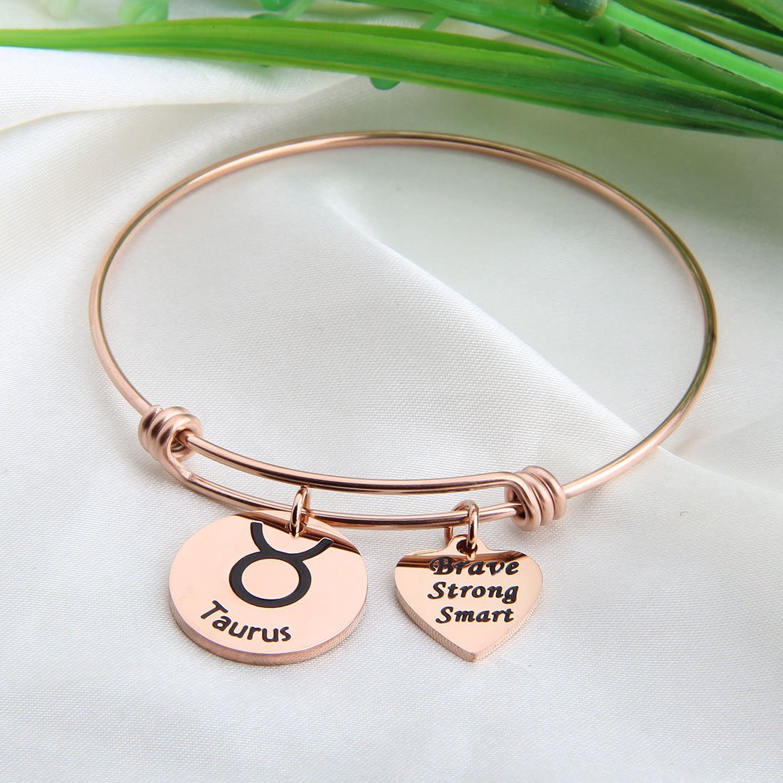 Rose Gold Zodiac Bracelet for Women - Expandable Bangle Birthday Gift