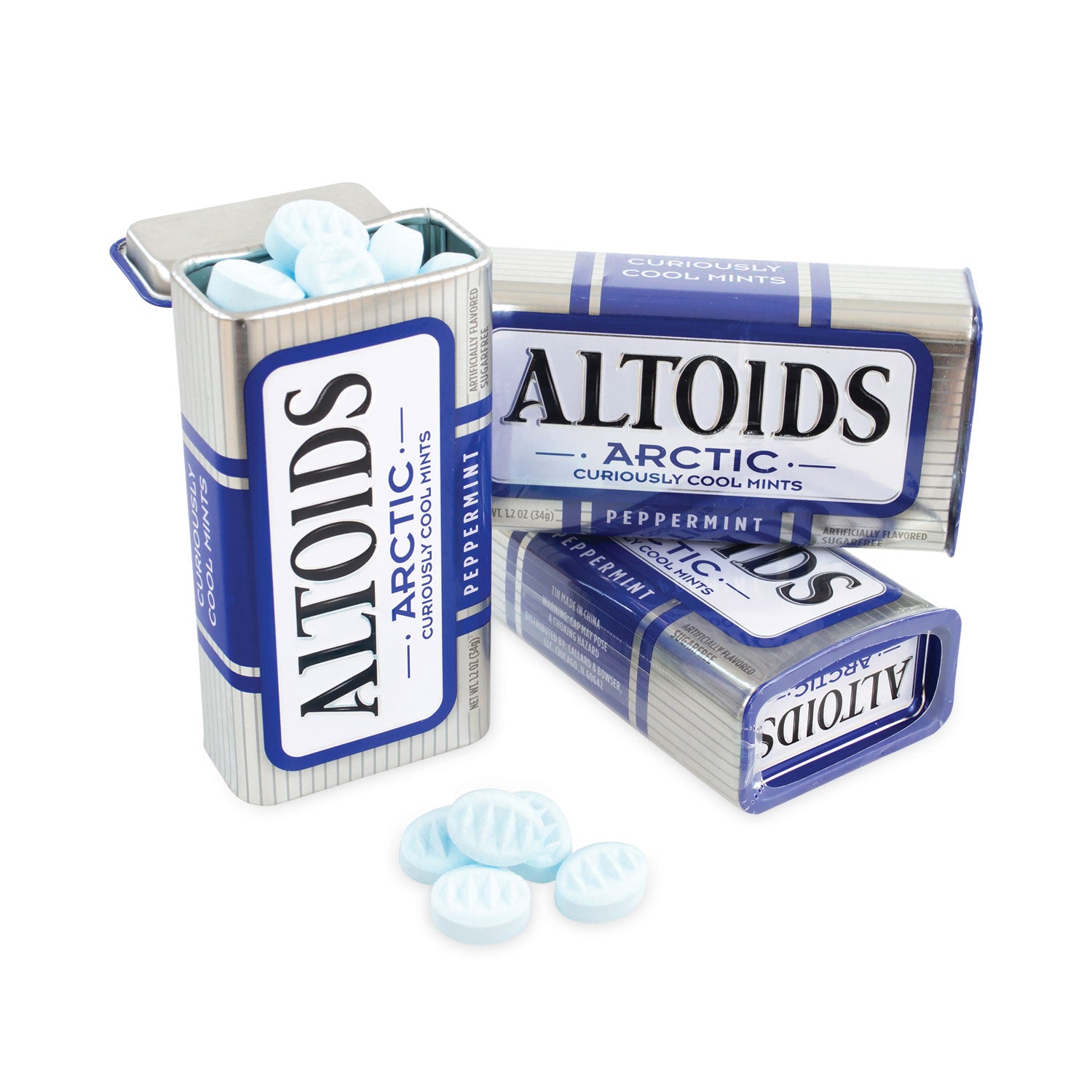 Altoids® Arctic Peppermint Mints - 1.2 oz (8 Tins/Pack) - Strong & Refreshing Breath Mints for Fresh Breath On-The-Go, Office, Travel & Daily Use