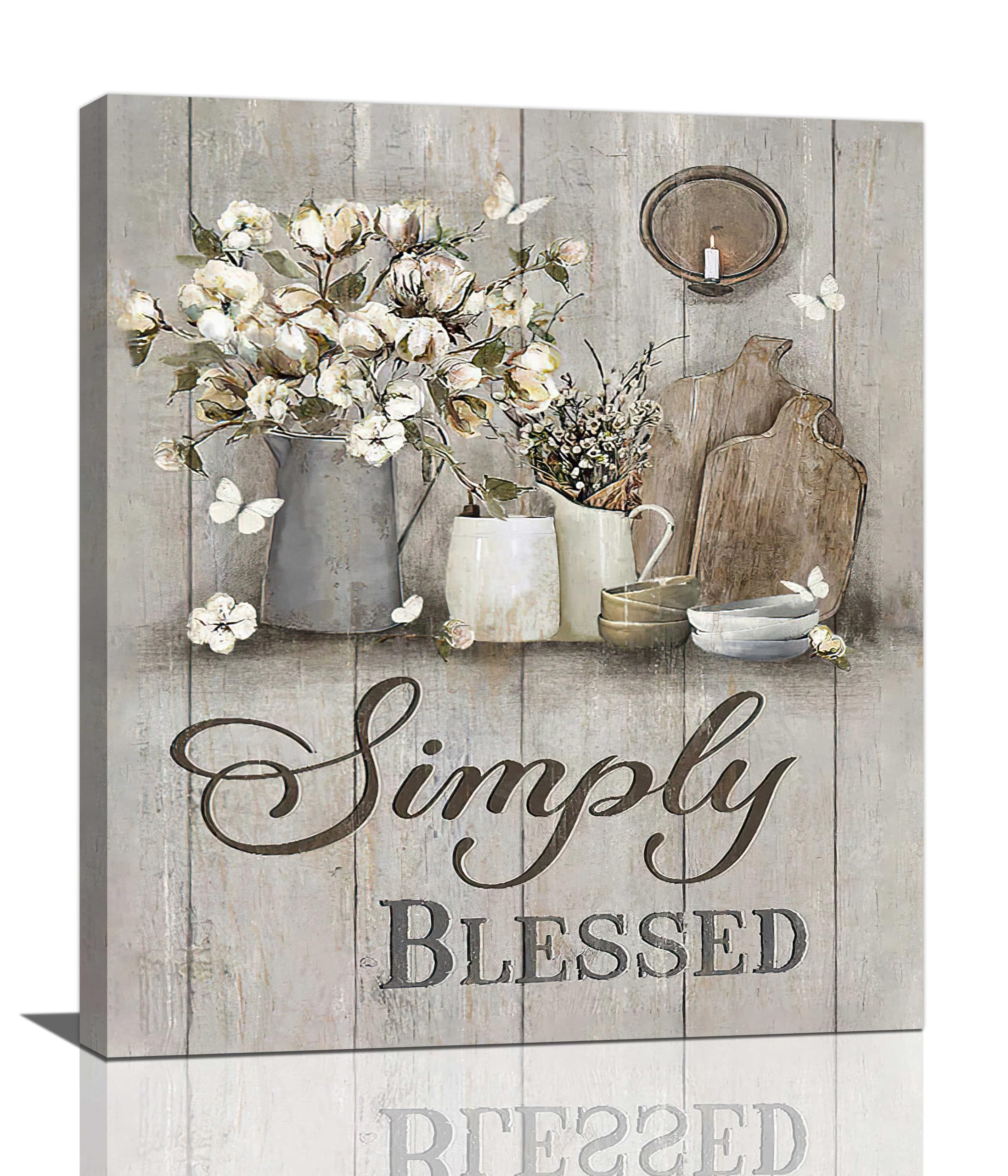 Farmhouse Wall Art - Rustic Cotton Christian Canvas Painting 20x24