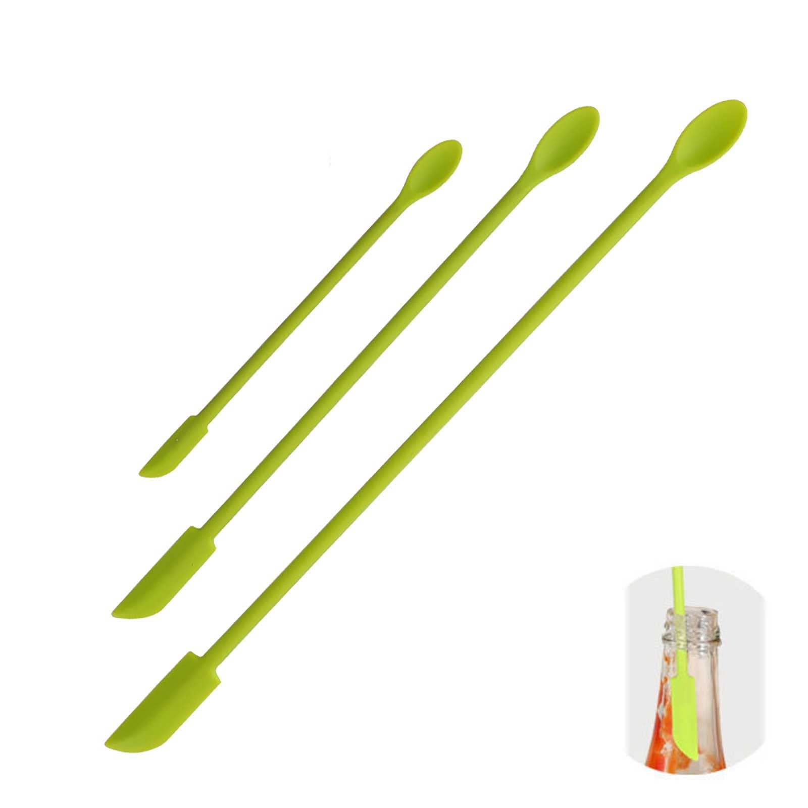 3 Pack Mini Silicone Spatula Set - Thin Small Makeup & Kitchen Scraper for Jars, Bottles, Cosmetics - Perfect for Creams, Lotions, Tight Containers & Precise Application