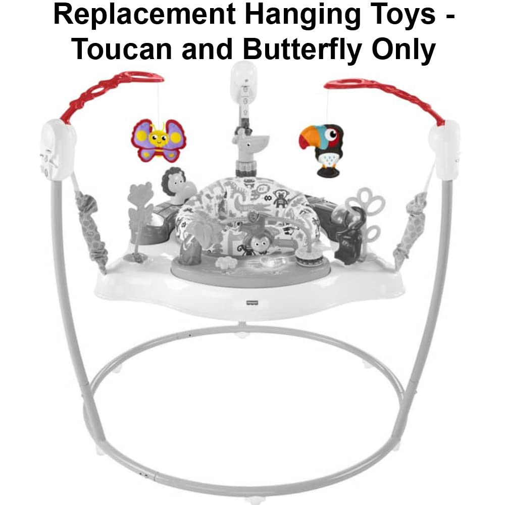 Fisher-Price Animal Activity Jumperoo Replacement Parts - FFJ00 Baby Activity Center with Hanging Toys (Toucan & Butterfly) - Perfect for Playtime, Learning & Motor Skill Development