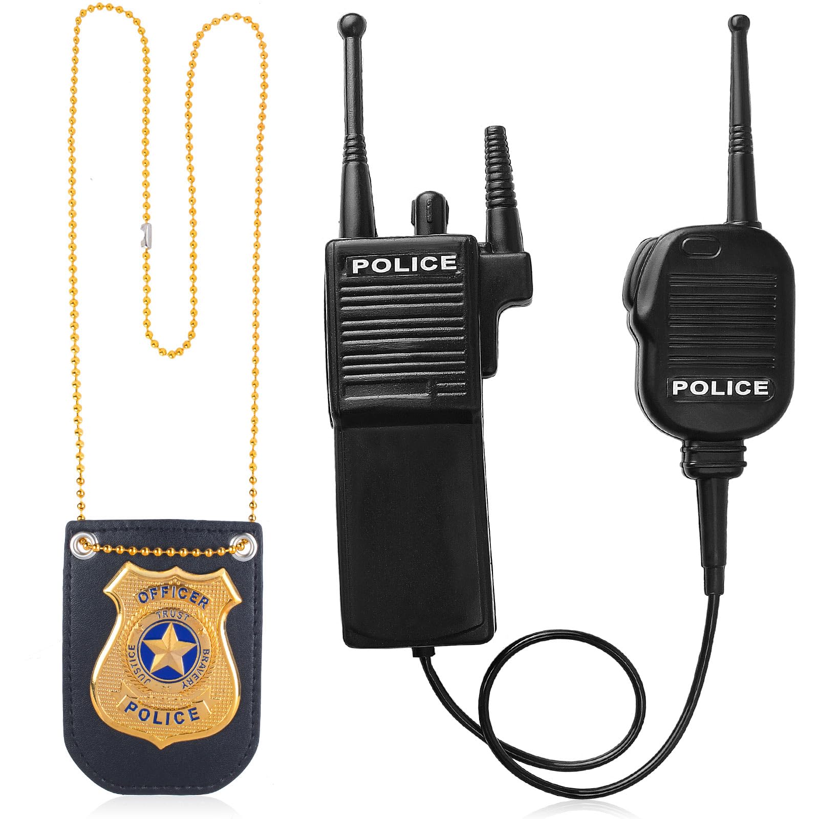 Beelittle Police Costume Set - Realistic Hat, Handcuffs, Walkie Talkie, Badge & Sunglasses for Kids Dress Up | Halloween, Role Play, Pretend Play Accessories