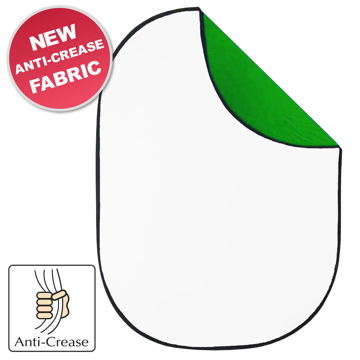 1.5x2m Anti-Crease Dual-Sided Chroma Key Green/White Collapsible Backdrop - Perfect for Photography, Video Streaming & Virtual Meetings