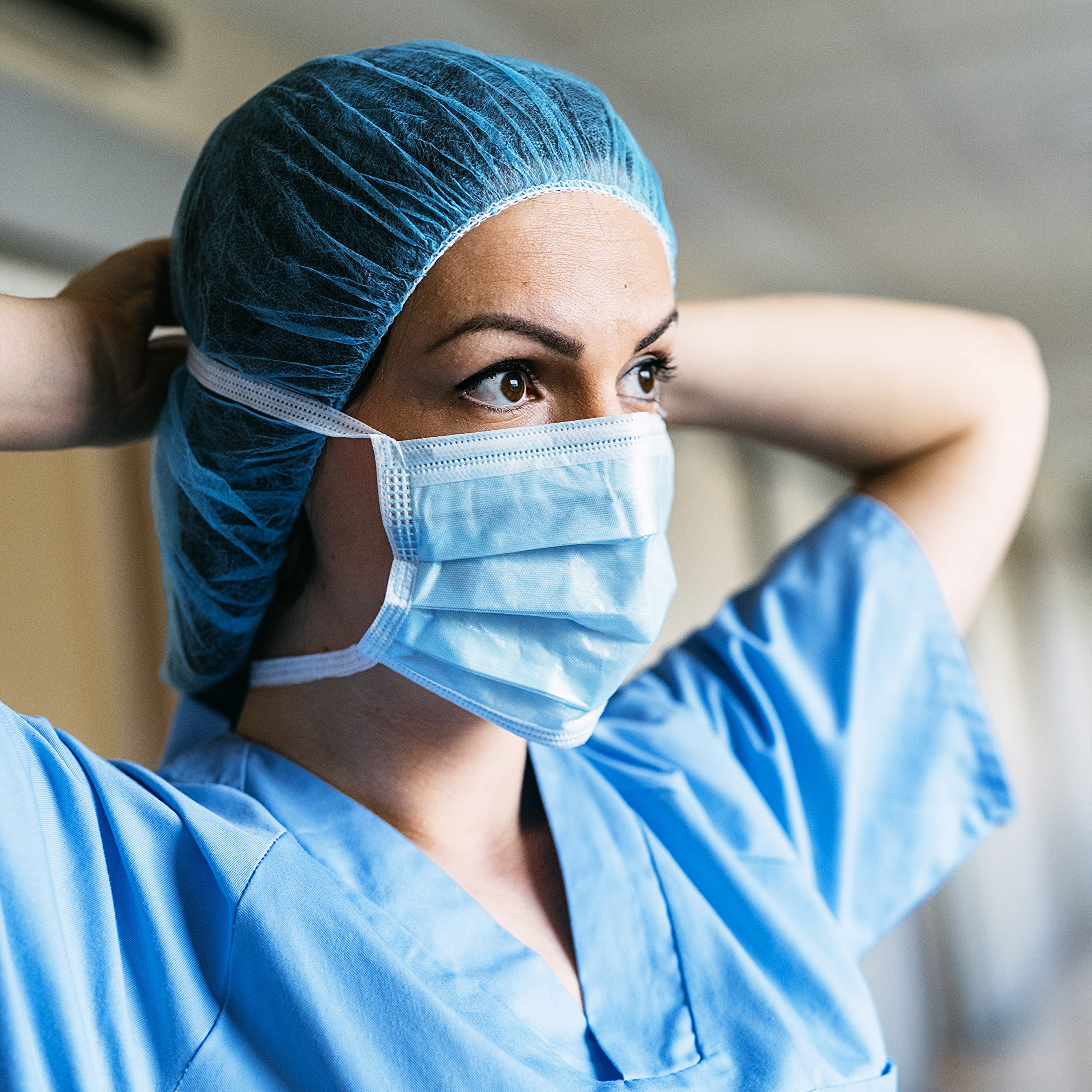 ASTM Level 3 Pleated Face Mask with Tie-Back - 4-Ply Blue Disposable Medical Masks (30 Pack) - Ideal for Healthcare Workers, Construction Sites & Public Safety