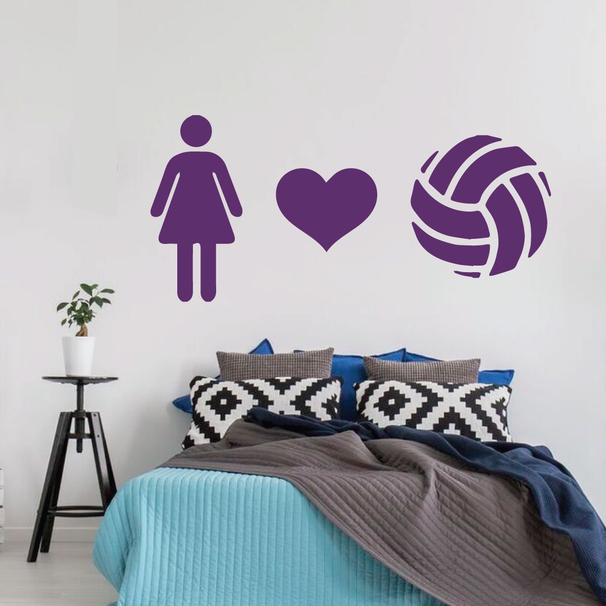Volleyball Wall Decal - Heart-Shaped Vinyl Sticker for Girls Room Decor - Sports Themed Bedroom & Playroom Wall Art - Perfect for Teen Bedrooms, Sports Lovers & Volleyball Fans