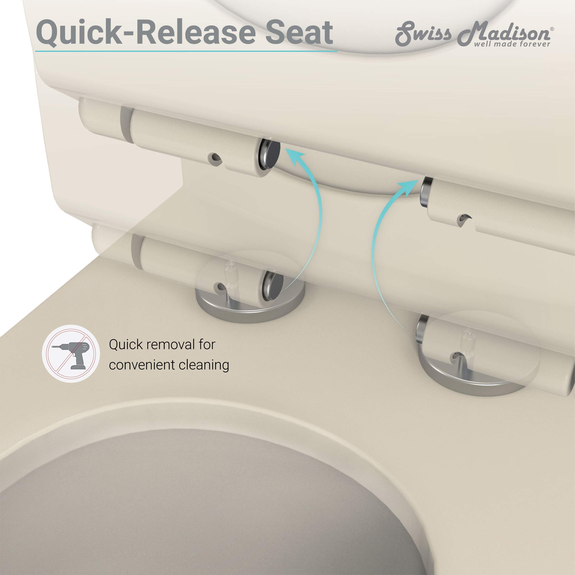 Swiss Madison SM-1T803BQ Chateau One Piece Elongated Dual Flush Toilet 0.8/1.28 GPF - Water Efficient Bisque Toilet for Modern Bathrooms | Perfect for Home Renovation & Small Bathroom Spaces