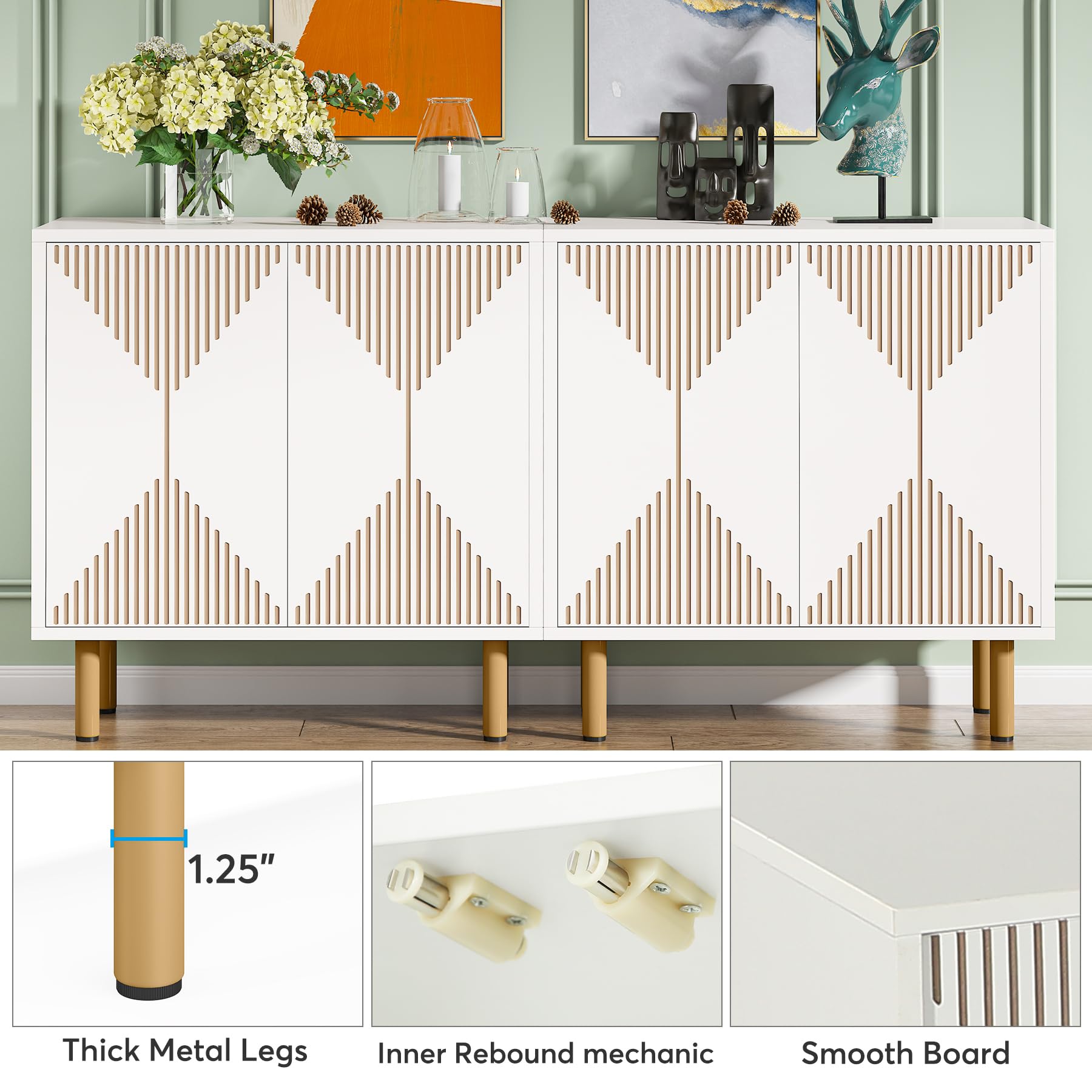 Tribesigns Modern White Storage Cabinet Set - 59