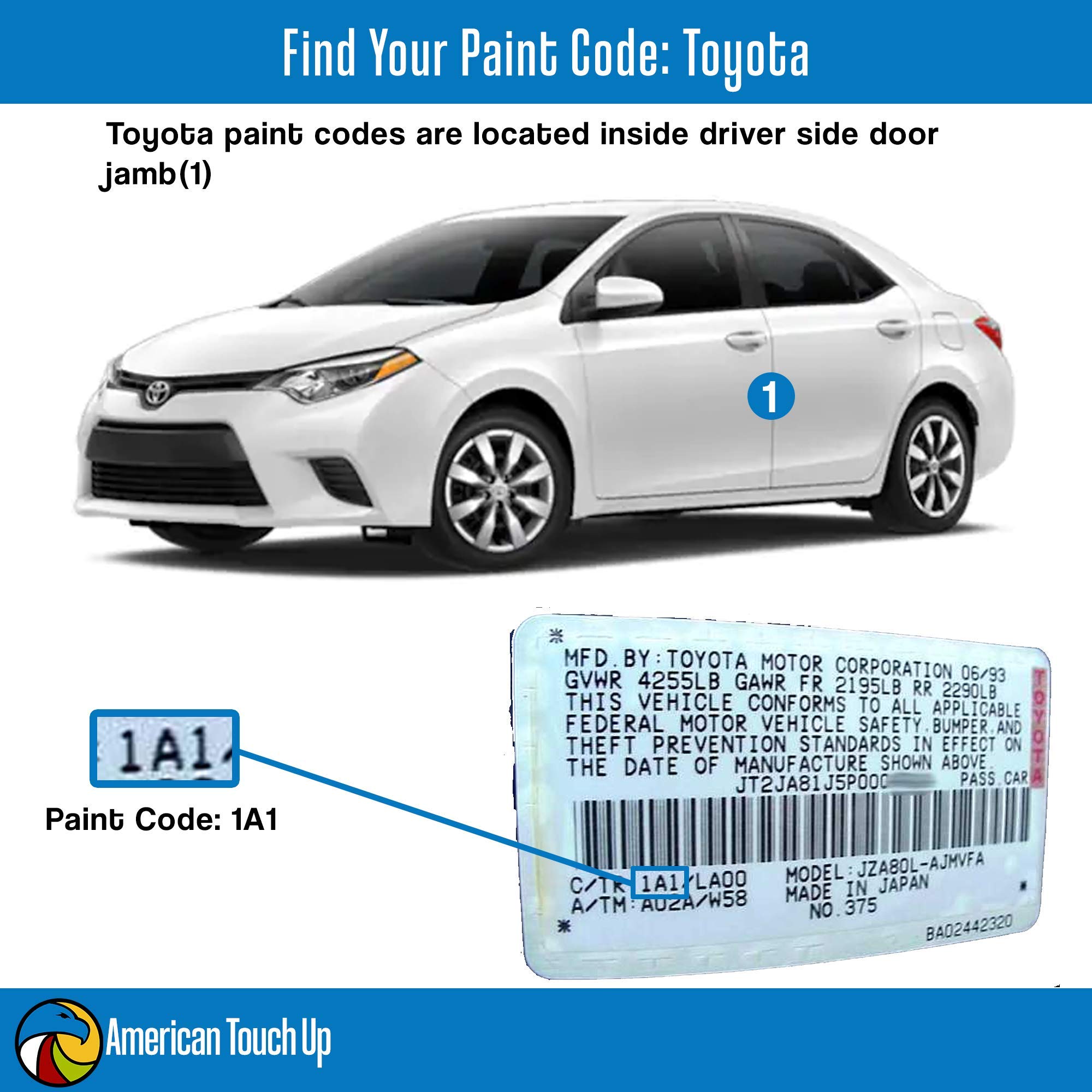 Toyota Touch Up Paint Kit - 204 Black Metallic | OEM Match Spray Paint with Primer, Basecoat & Clearcoat | Perfect for Car Scratches, Chips & Minor Repairs