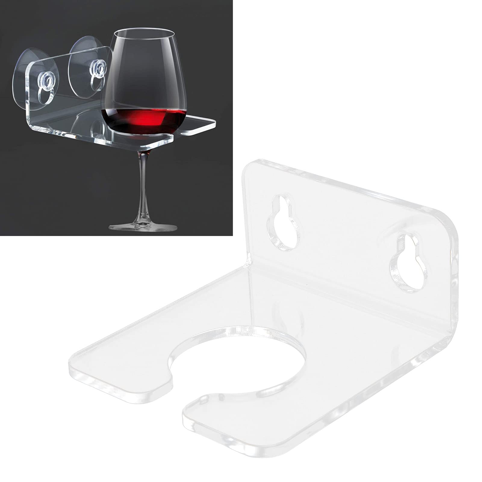 3.94×1.77in Transparent Acrylic Wine Glass Holder with Suction Cups - Portable Beer & Wine Cup Rack for Shower, Bathroom, Bathtub & Kitchen Storage (4.8cm/1.89in Hole Diameter) - Perfect for Small Spaces & Home Organization