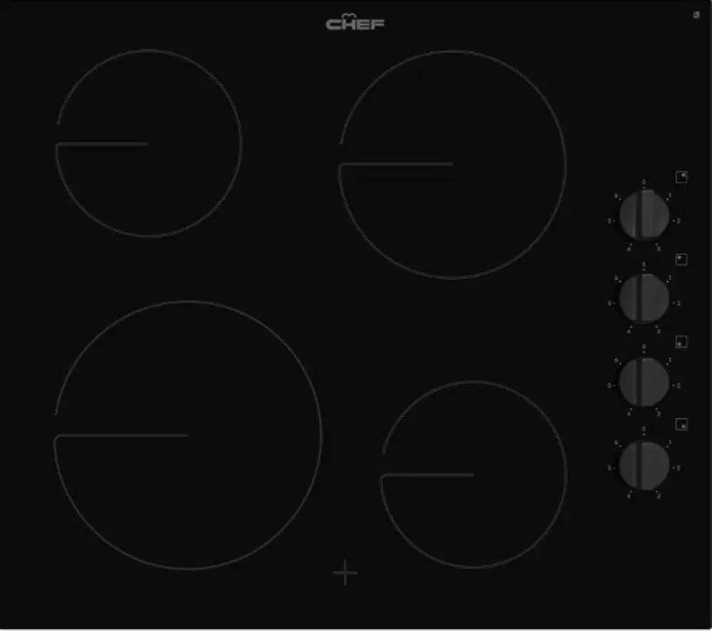 Chef CHC642BB 60cm 4 Zone Ceramic Cooktop - Premium Electric Stove for Modern Kitchens | Perfect for Home Cooking, Baking & Entertaining