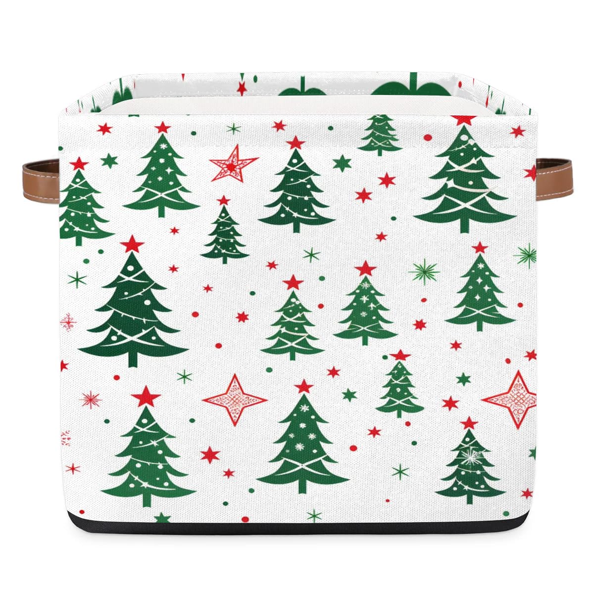 **Collapsible Cube Storage Baskets with Handles - Fabric Organizer Bins for Shelves, Toys, Towels & Closet - Christmas Tree Storage Boxes for Holiday Decor & Home Organization**
