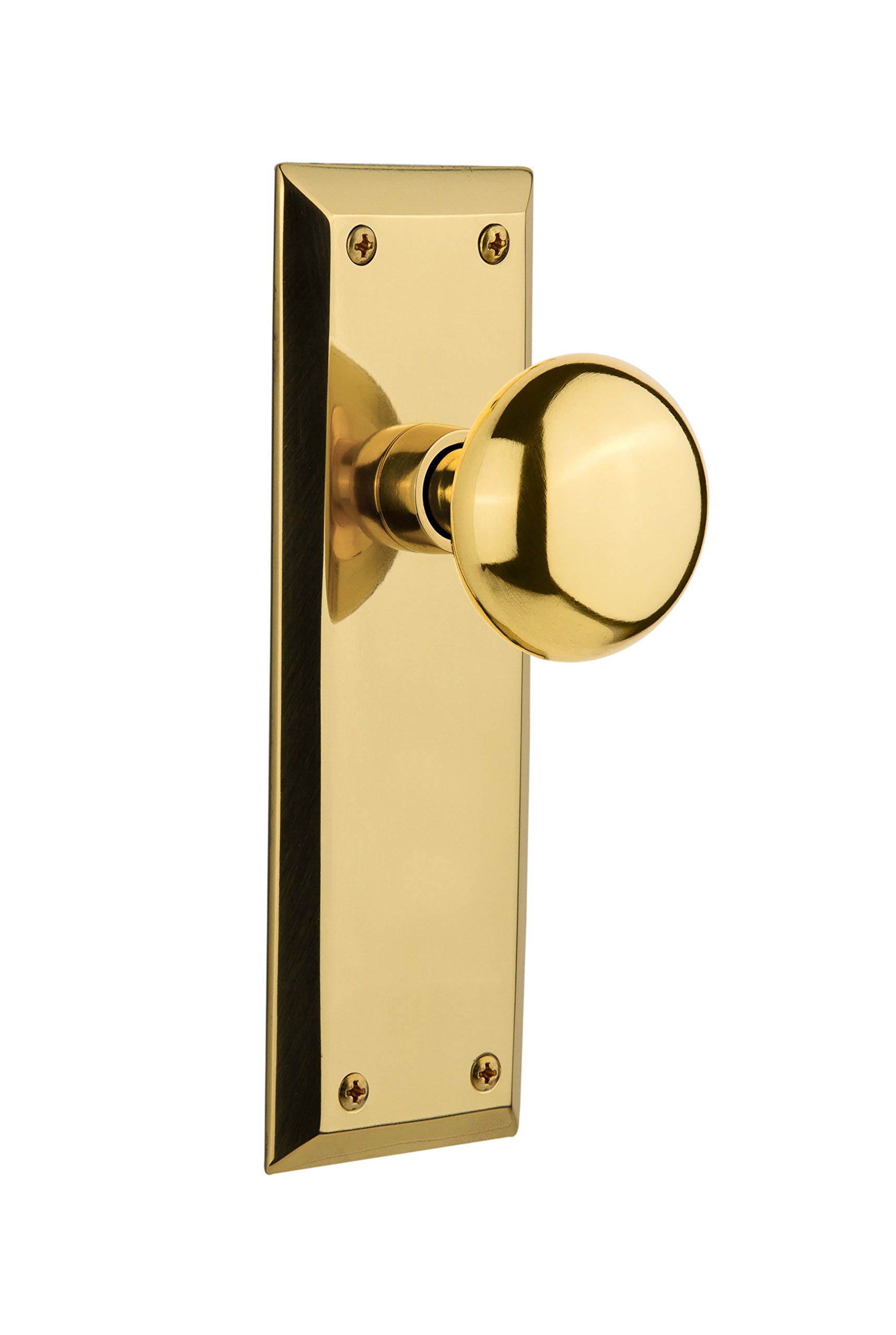 Vintage New York Style Door Knob with Plate - Classic Antique Brass Hardware for Home & Office Doors | Perfect for Interior & Exterior Doors, Cabinets, and Furniture Restoration