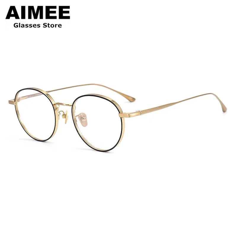 Aimee Unisex Full Rim Round Titanium Eyeglasses 7845 - Lightweight & Durable Frame for Men & Women - Perfect for Reading, Work & Everyday Use