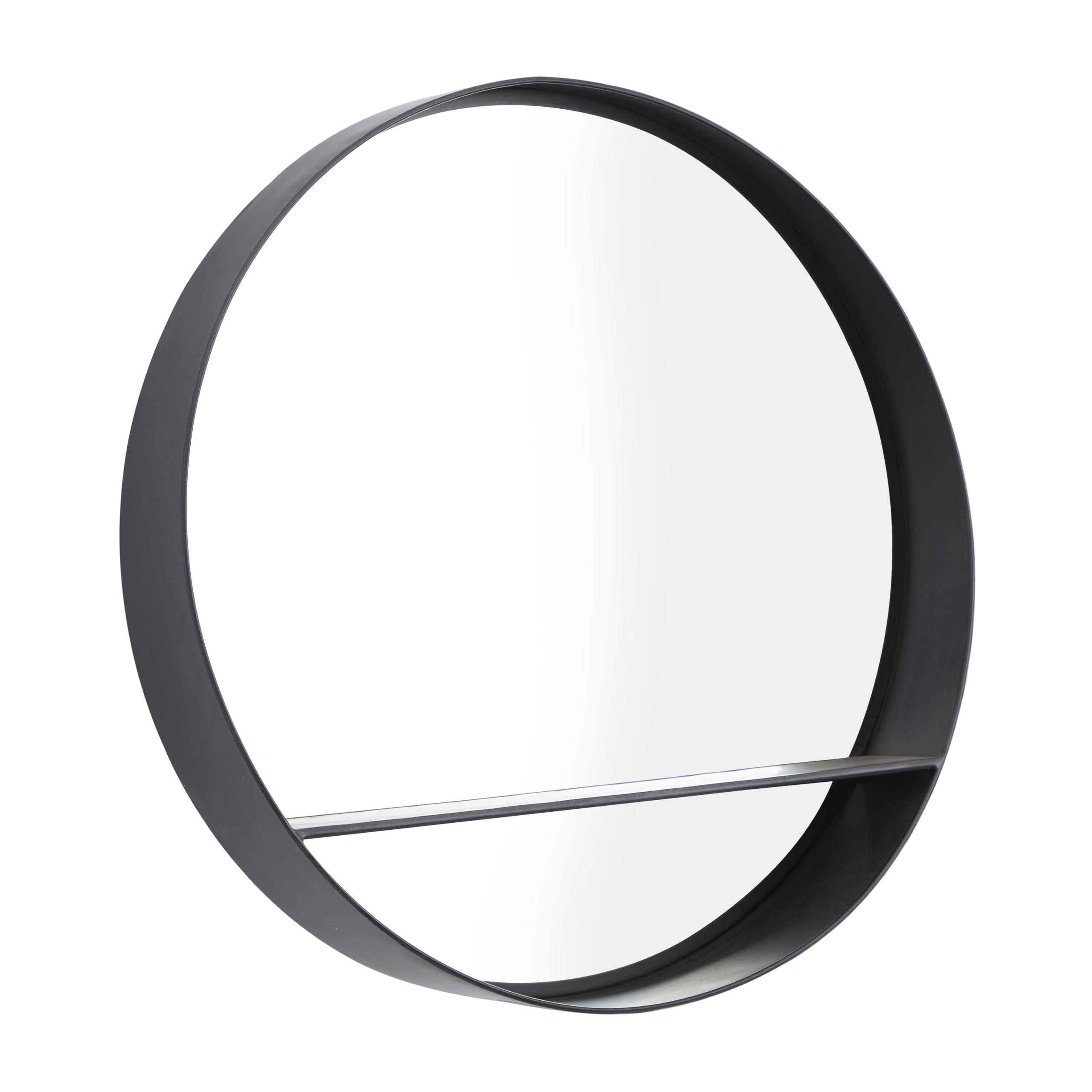 Deco 79 Black Metal Wall Mirror with Shelf - 24