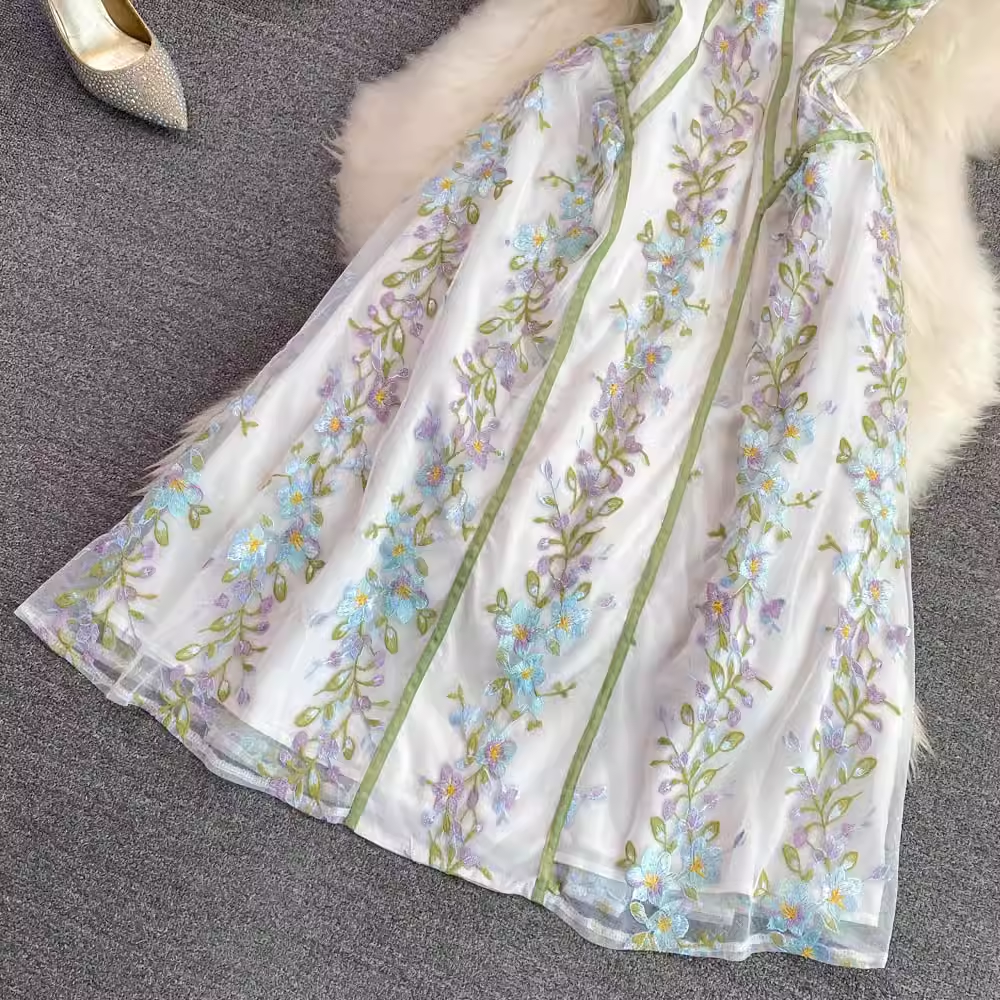 Floral Spaghetti Strap Long Summer Dress - A-Line Chiffon Swing Maxi Dress for Women | Beach Wedding, Vacation, Party & Evening Wear