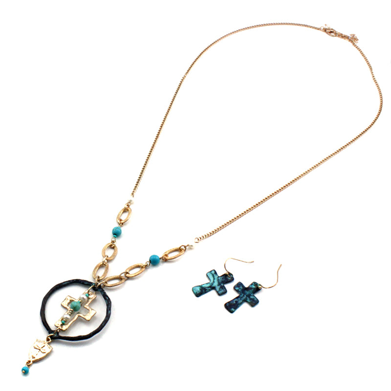 Elegant Cross Necklace Set for Women - Gold & Silver Plated Religious Jewelry Gift - Perfect for Church, Weddings, and Everyday Wear