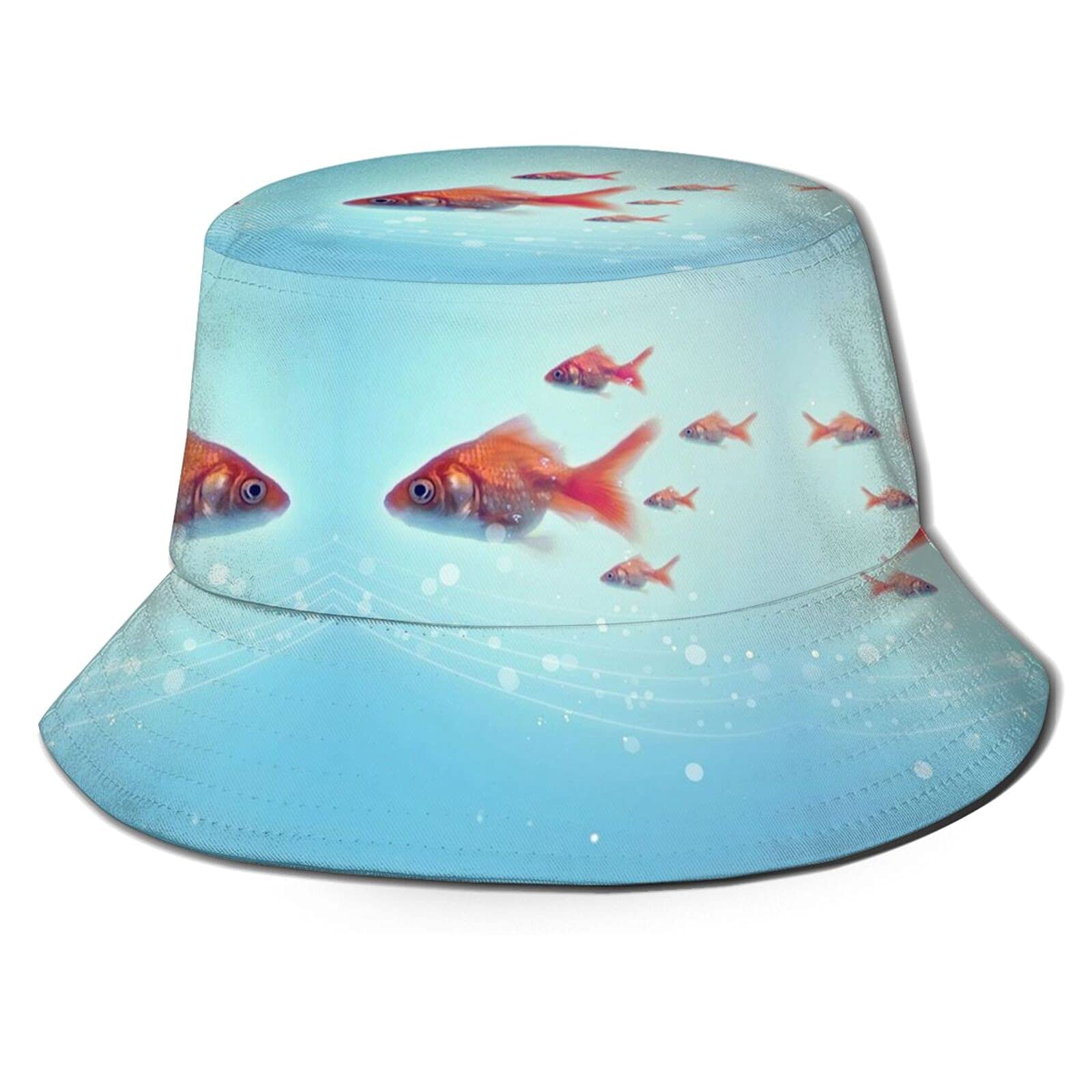 Cute Goldfish Bucket Hat for Women & Girls - Wide Brim Summer Sun Hat for Beach, Pool, and Outdoor Activities