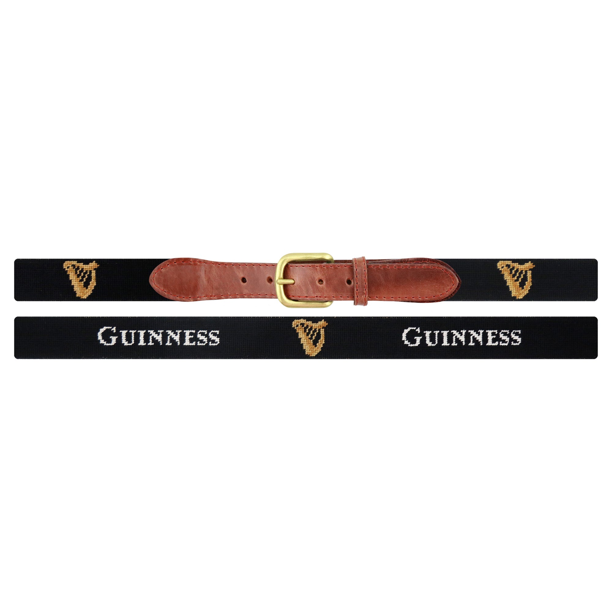 Needlepoint Belt for Men - Black Guinness Design - Stylish & Durable Fashion Accessory for Casual & Formal Outfits