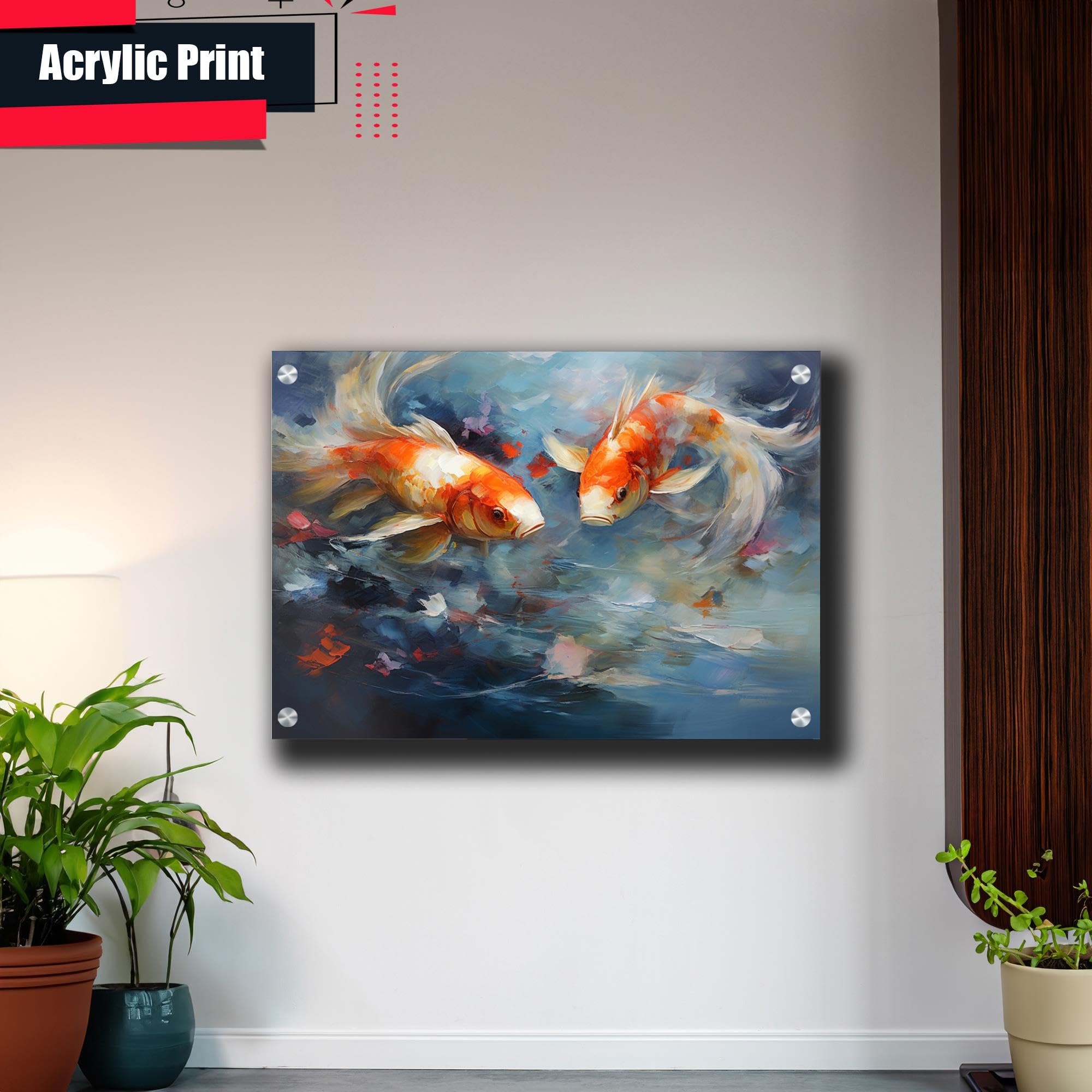 Japanese Koi Fish Art Print - Zen Wall Decor for Home & Kitchen | Koi Pond Poster, Asian Inspired Wall Art for Living Room, Bedroom & Office Decor